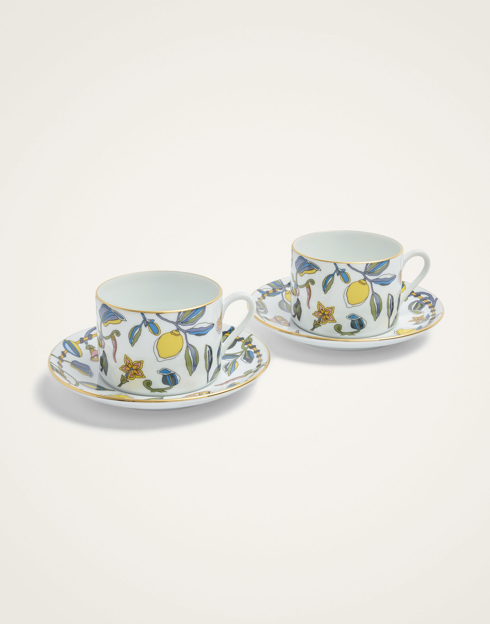 La DoubleJ Impero Tea Cup Set Of 2 Borboni White CUP0012CER001BRN12WH01