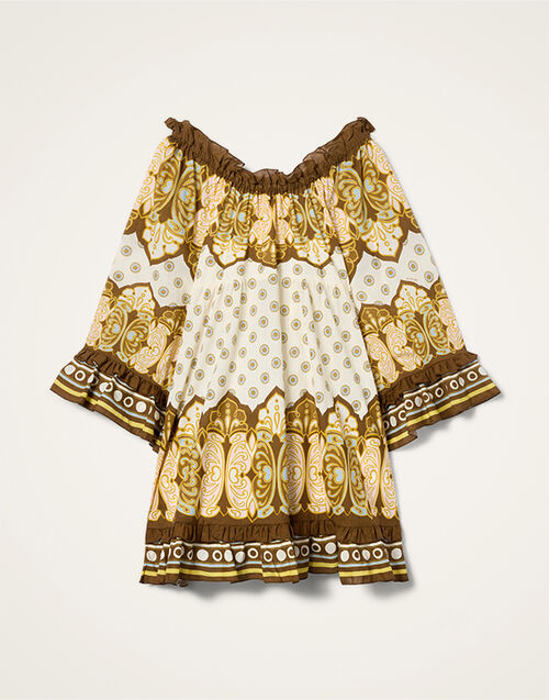 La DoubleJ Boho Mini Dress Cocoon Plac&eacute;e Brown DRE0884COT098COC02BR02