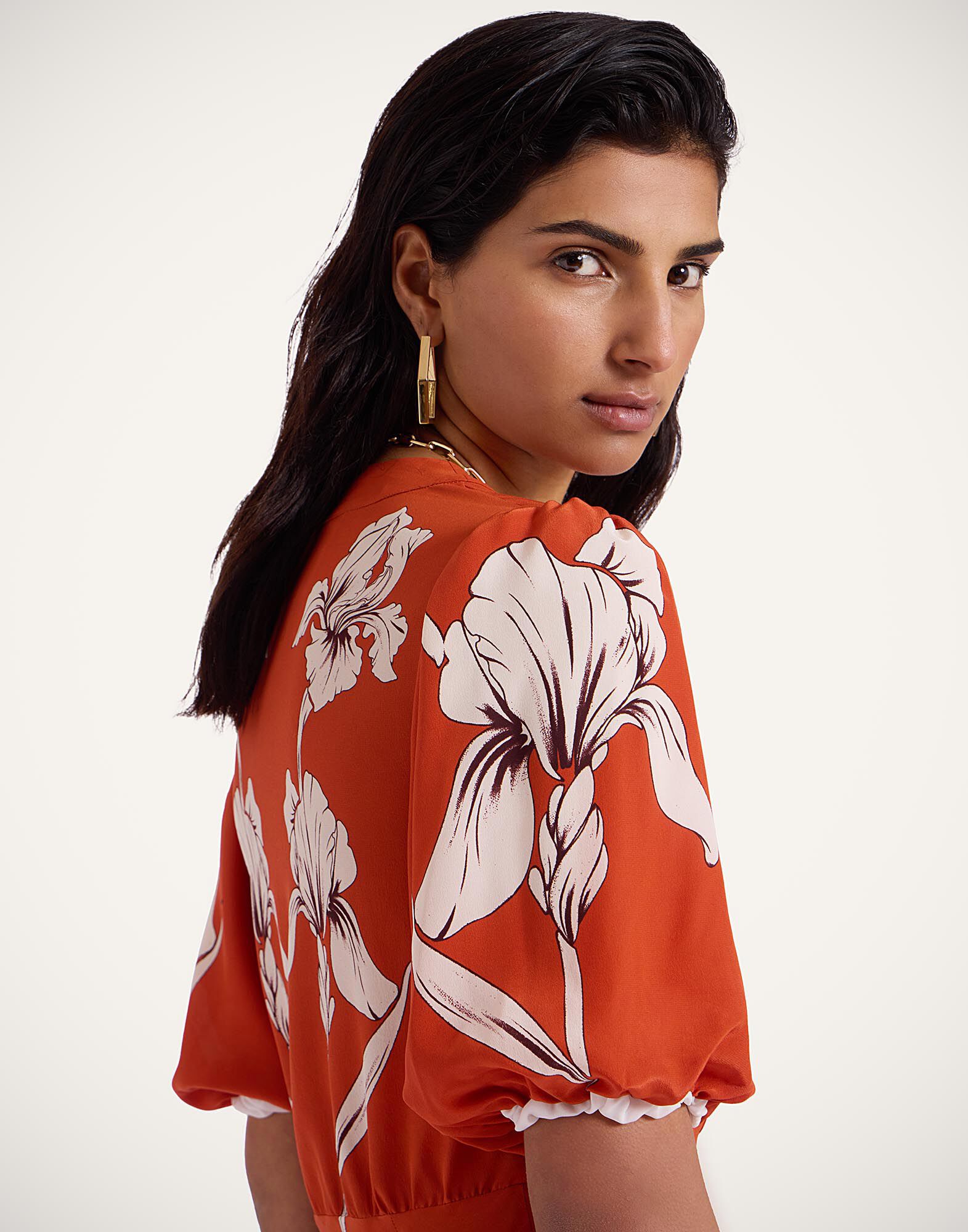 La DoubleJ Marlene Dress Iris Plac&eacute;e Dark Orange DRE0869CRE002IRS07OR03