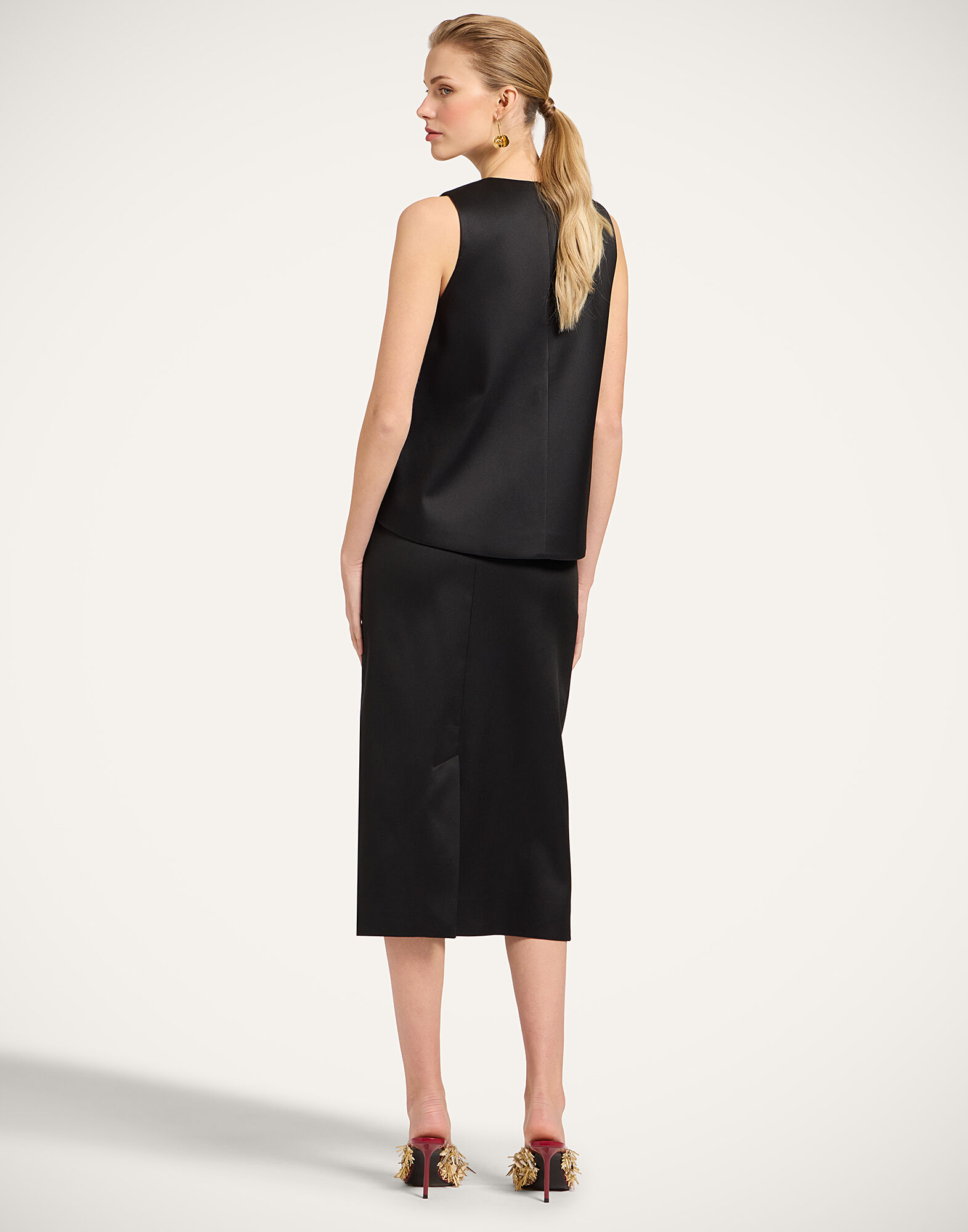 La DoubleJ Pencil Skirt Peonies Blue SKI0011JCQ135PEO08BU03