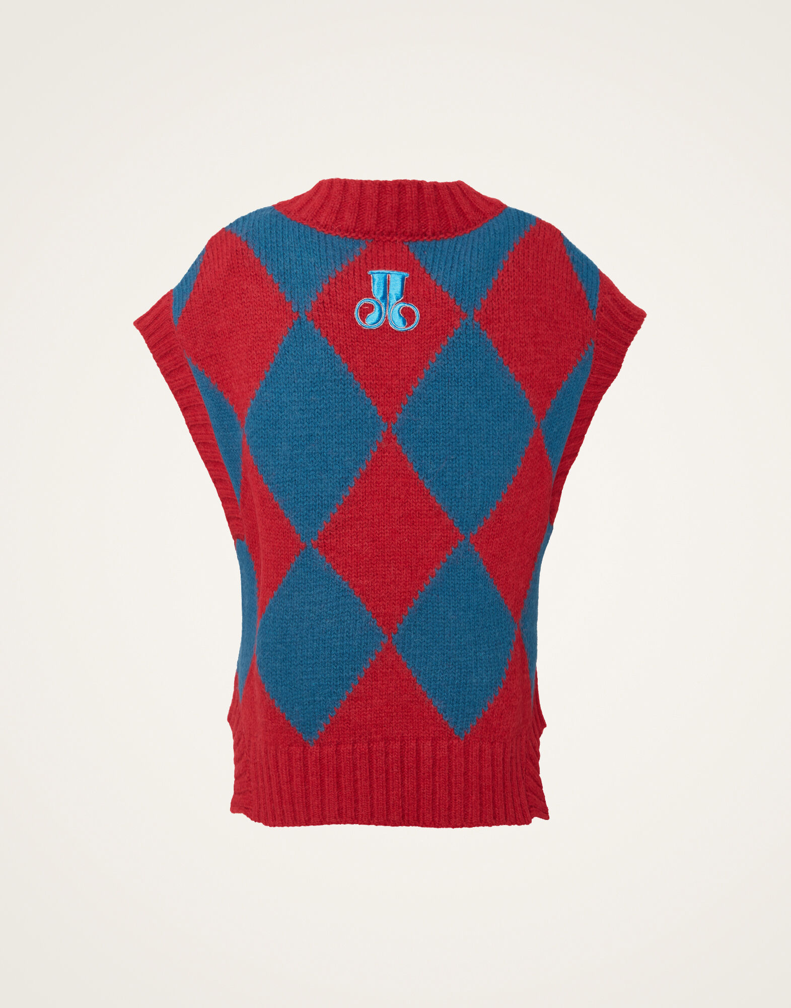 La DoubleJ Argyle Gilet Red & Blue PUL0135KNI064VA183RE01