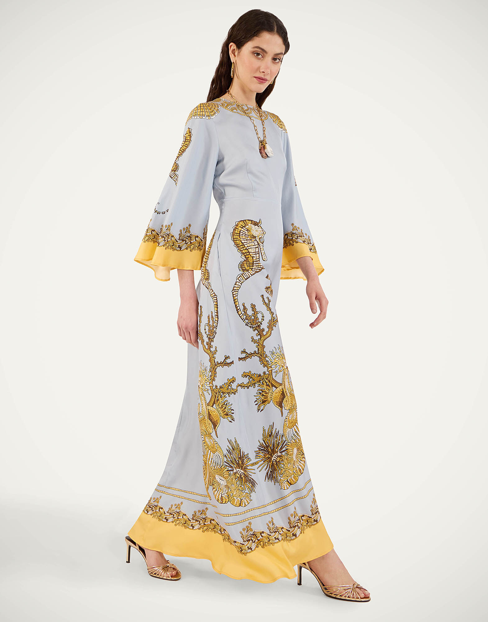 La DoubleJ Long Sorella Dress Oceania Plac&eacute;e Light Blue DRE0923SIL026OCE01BU01