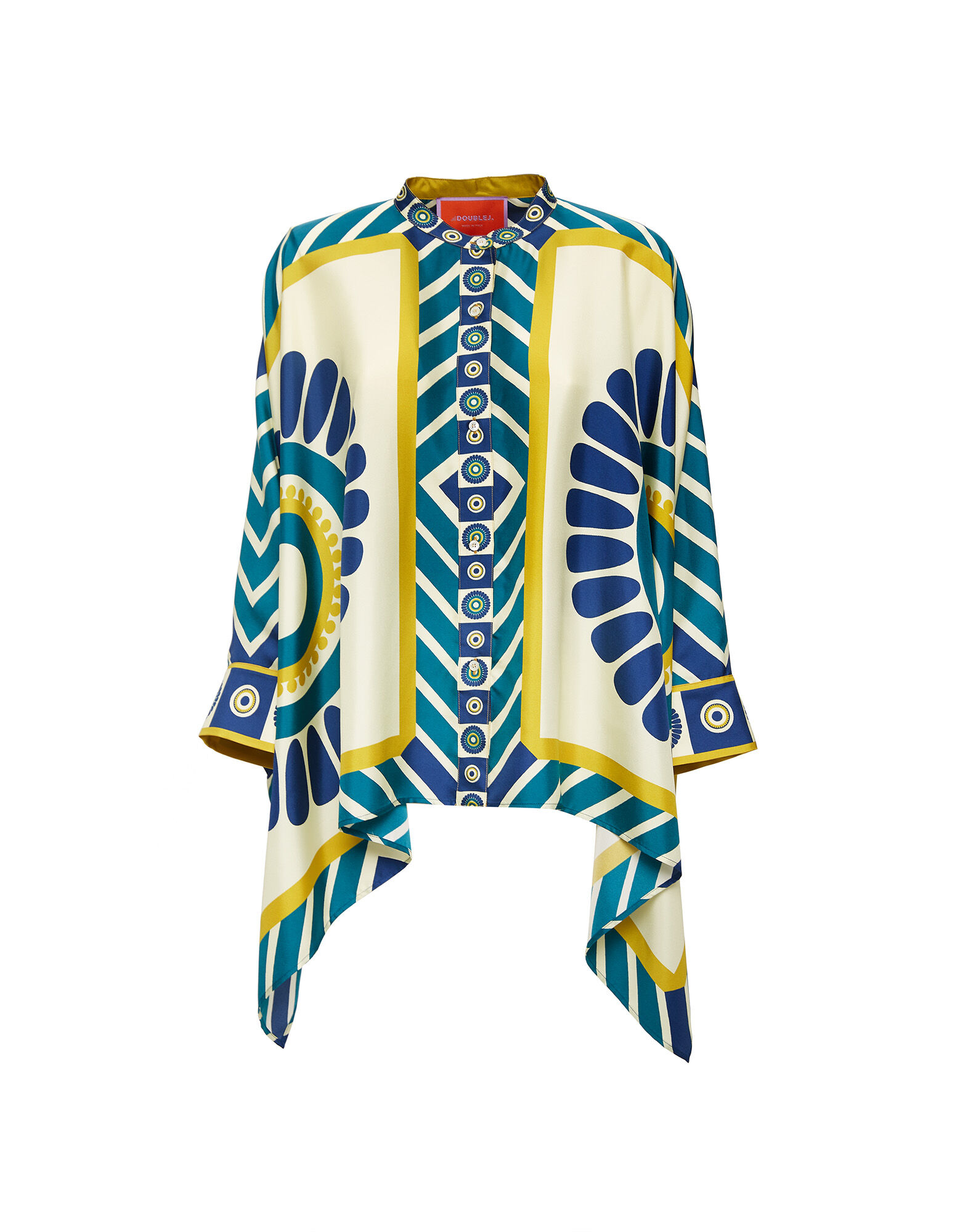 La DoubleJ Foulard Shirt White Solar Plac&eacute;e SHI0059SIL006SOL0003