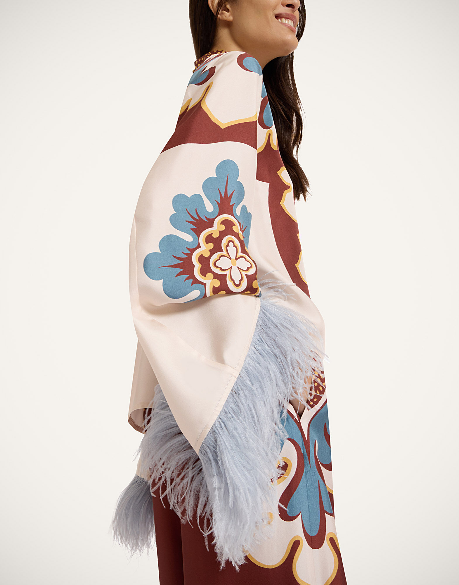 La DoubleJ Make An Exit Top Palazzo Plac&eacute;e Chocolate TOP0141SIL006PAL08BR07