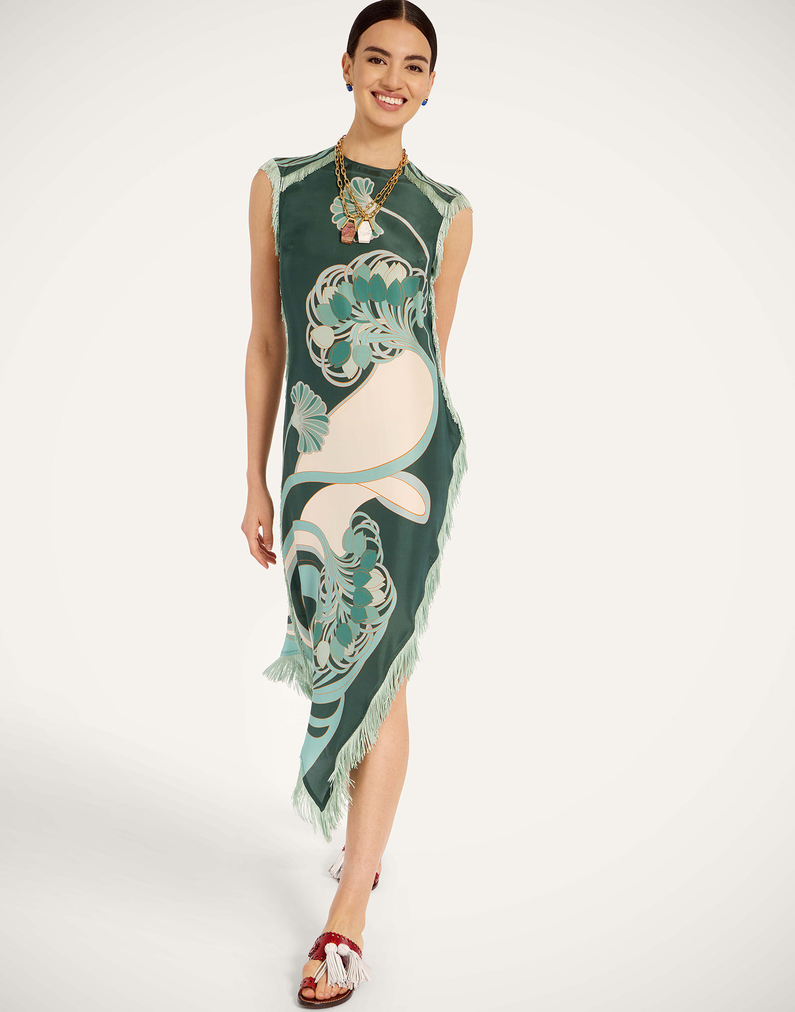 La DoubleJ Scarf Dress Blooming Tulip Plac&eacute;e Dark Green DRE0964SIL009BTU01GR03