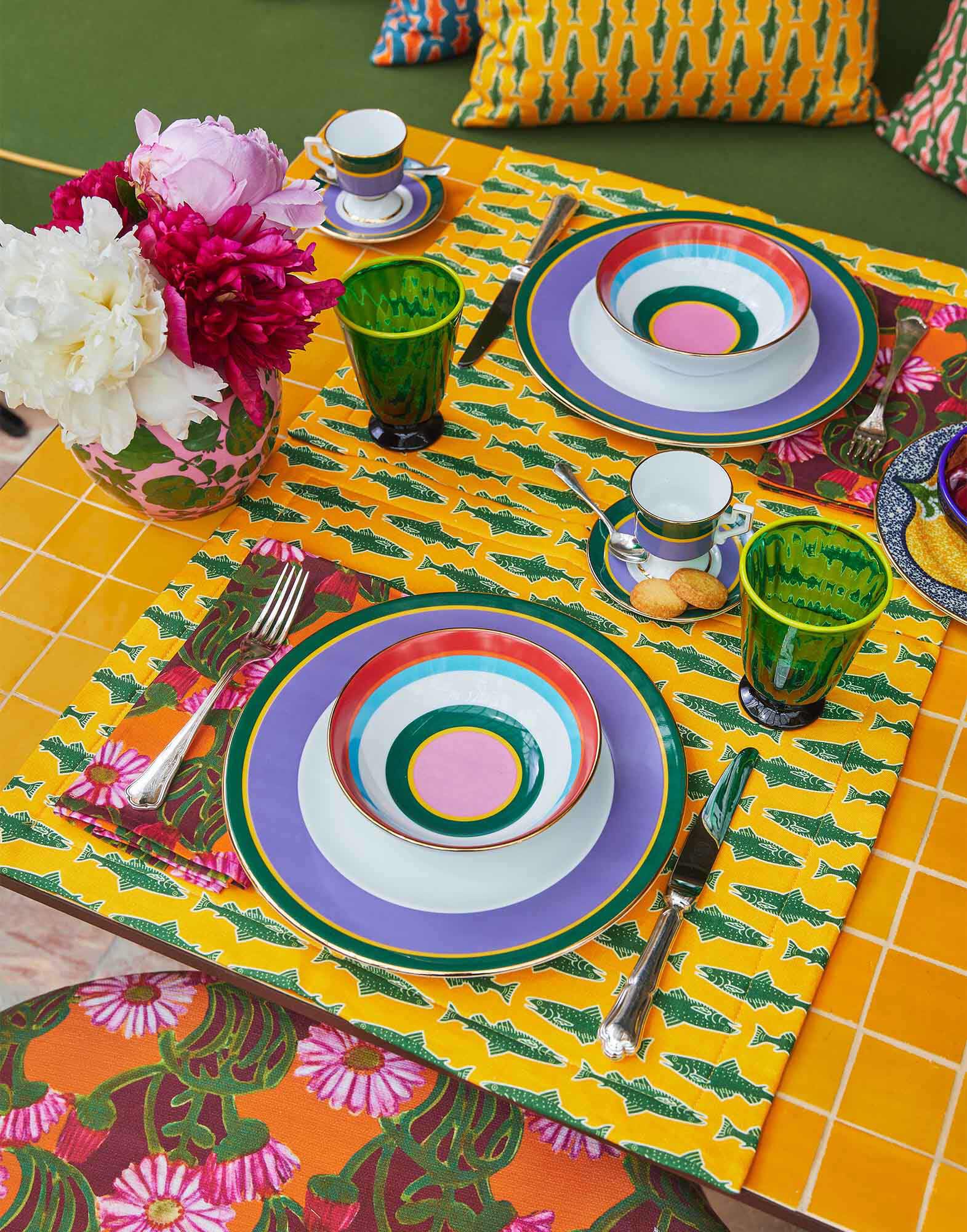 La DoubleJ Placemat Set Of 2 Como Fish Yellow TBM0001LIN005CMF0001