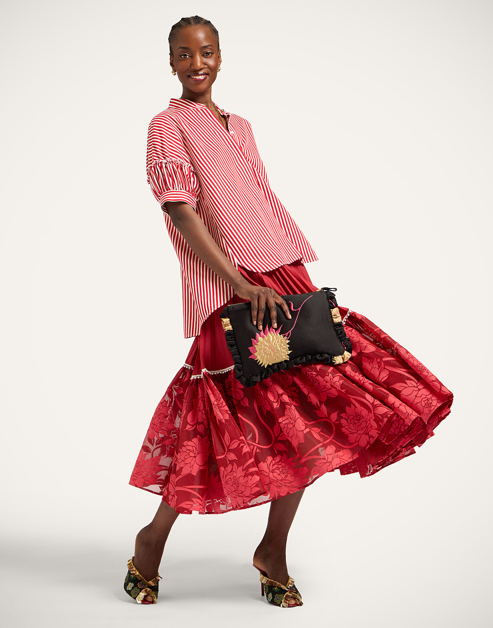 La DoubleJ Countess Skirt Solid Red SKI0188COT092SOLIDRE01