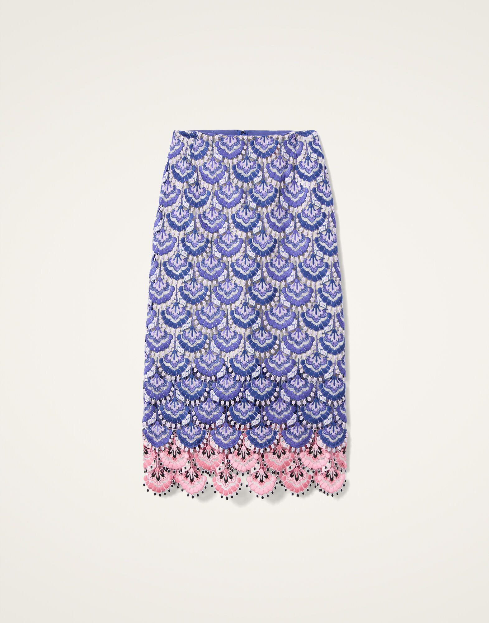 La DoubleJ Pencil Skirt In Bloom Blue SKI0148EMB085BLO01BU03