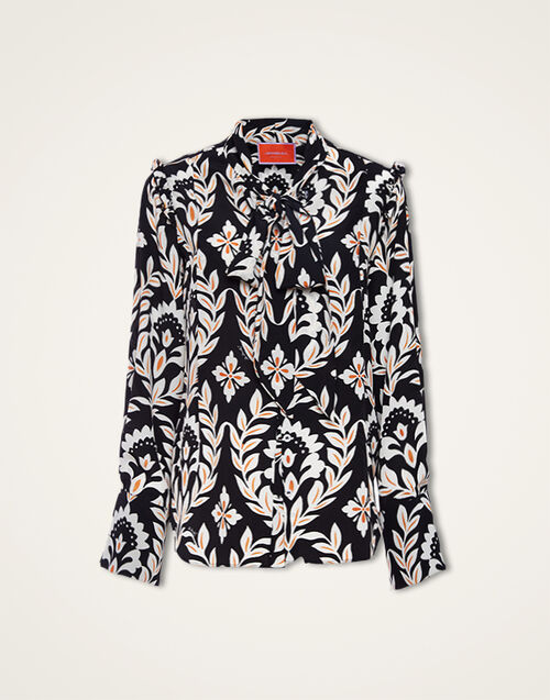 La DoubleJ Ascot Shirt Ghirlanda Black SHI0080CRE001GHI01BL01