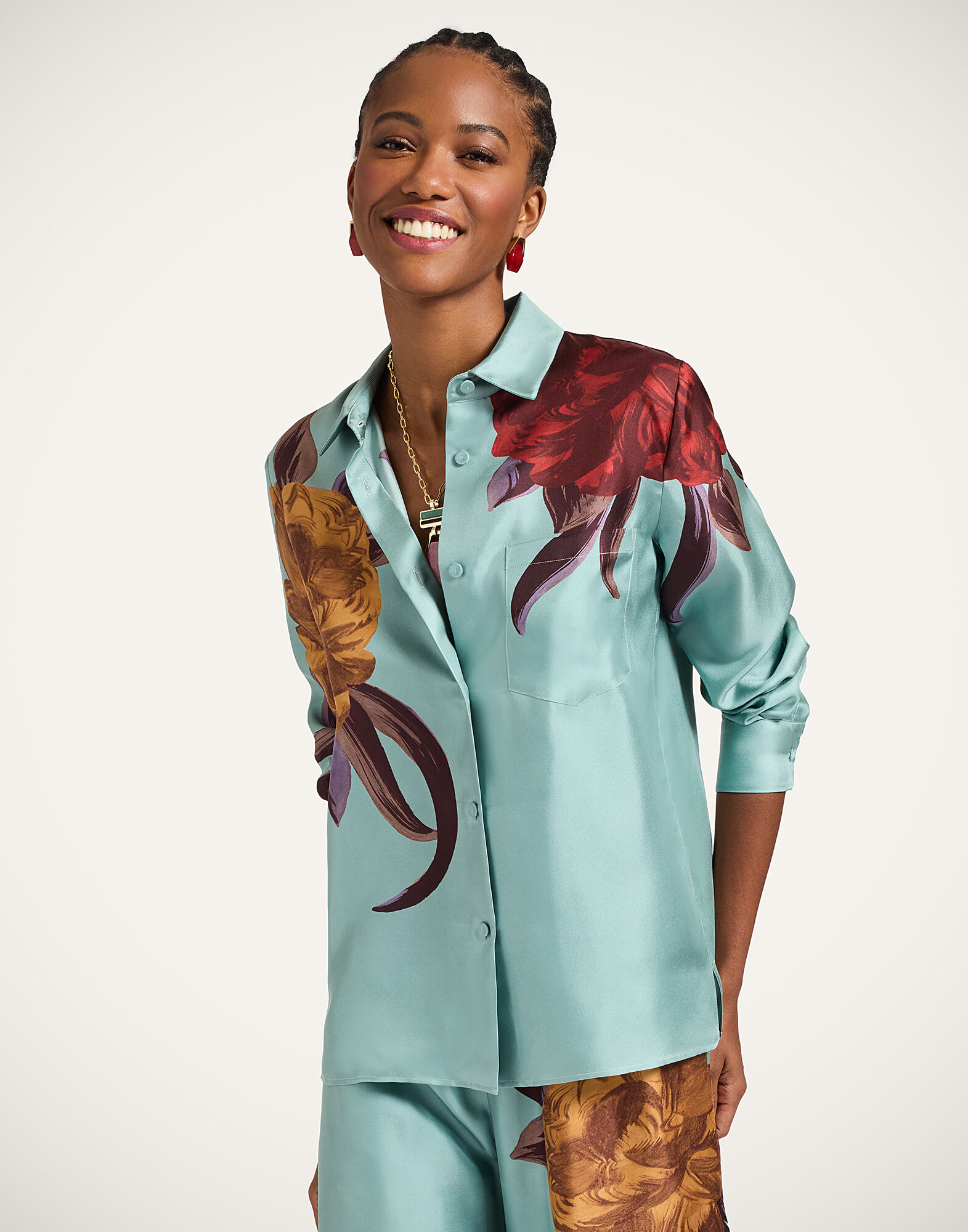 La DoubleJ Boy Shirt Peony Plac&eacute;e Light Blue SHI0040SIL001PEO06BU01