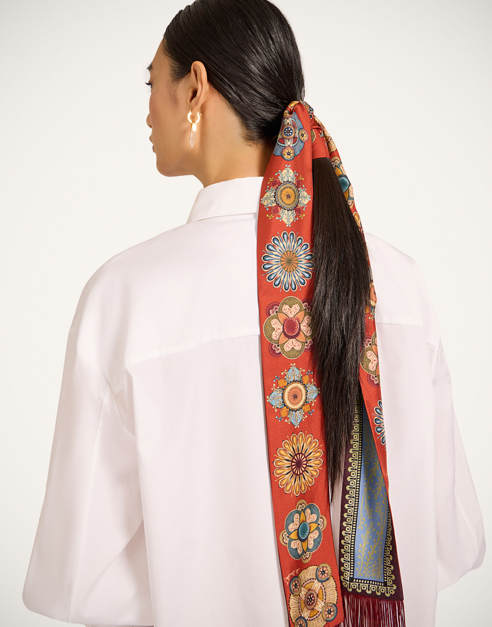 La DoubleJ Skinny Scarf Nucleus Plac&eacute;e Rust SCA0075SIL006NUC06OR04