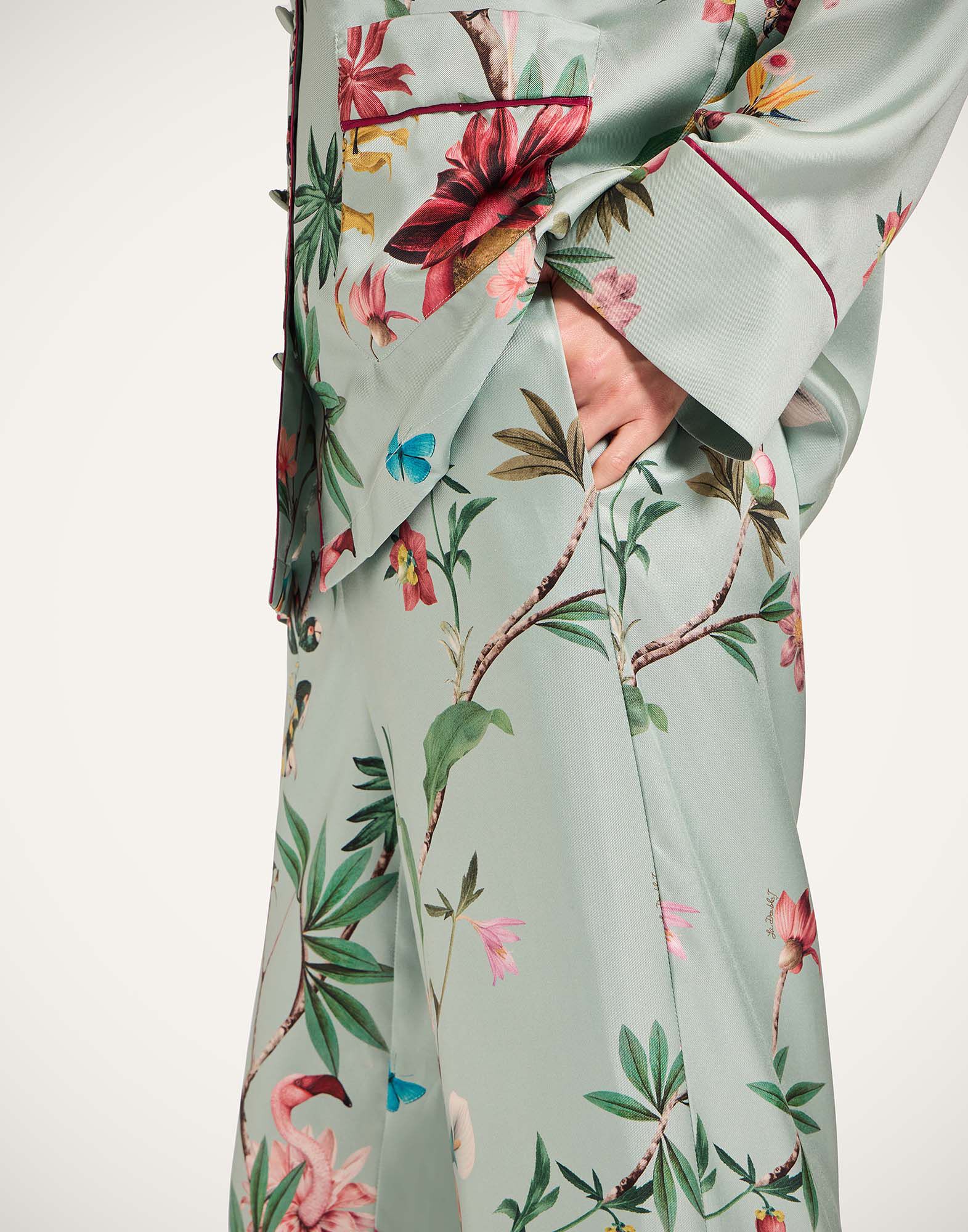 La DoubleJ Pajama Pants Zooflora Plac&eacute;e Light Blue TRO0116SIL001ZOF04BU01