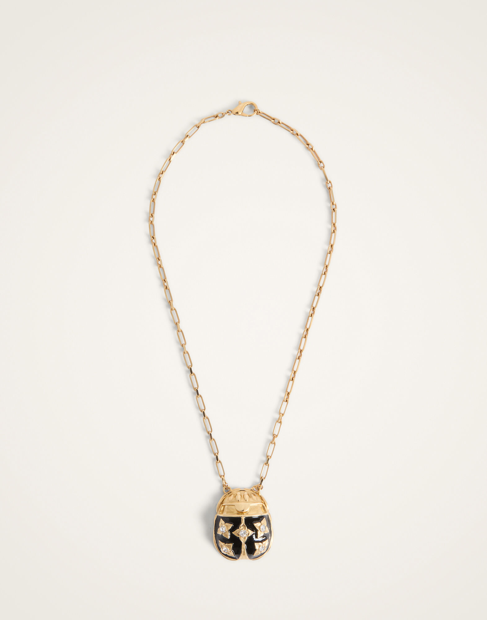 La DoubleJ Lady Scarab Necklace 24K Gold Plate And Enamel NEC0053MET002SOLIDBL01