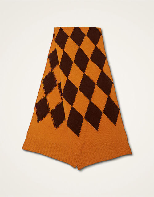 La DoubleJ Argyle Scarf Yellow / Brown SCA0029KNI064VAR0168