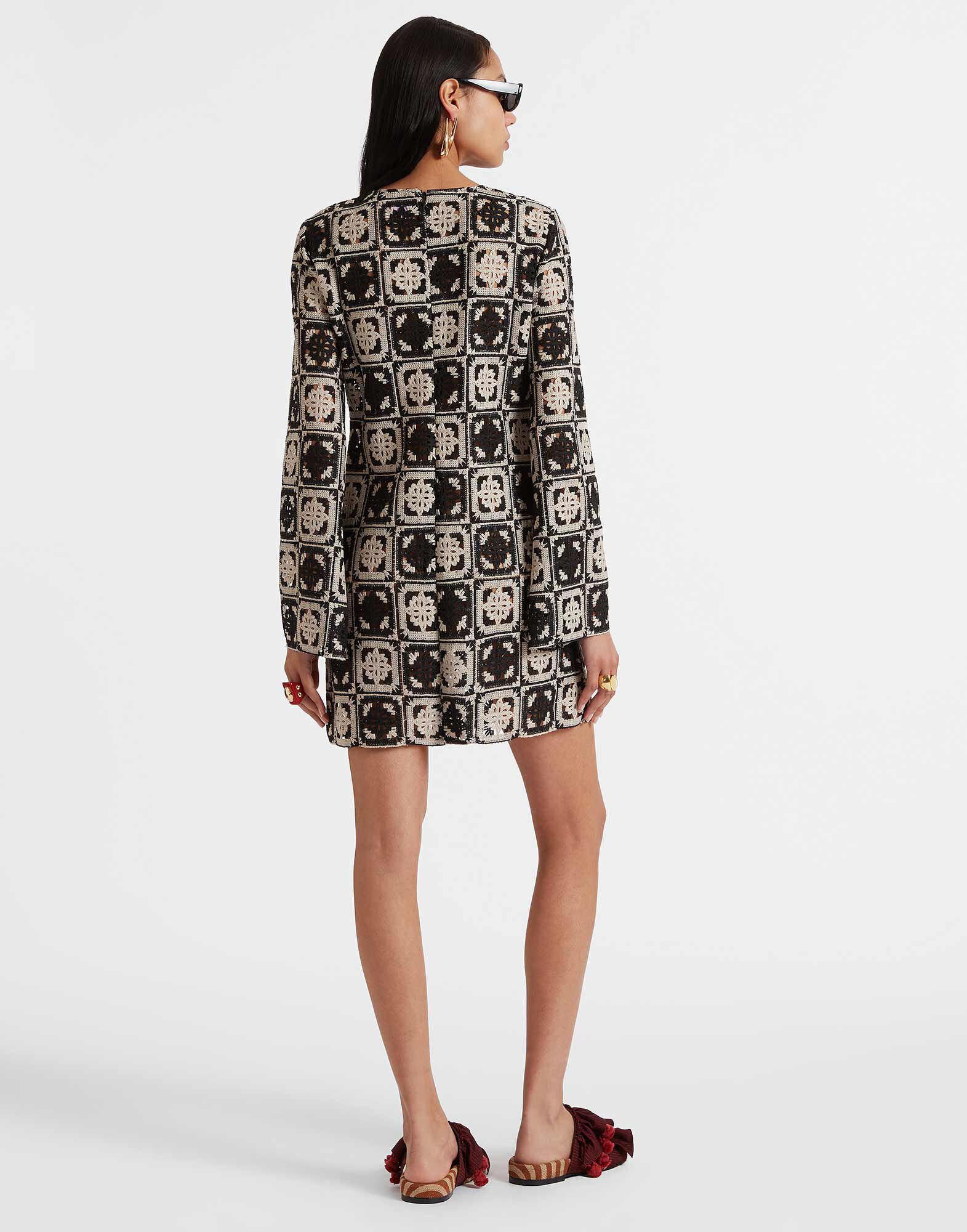 La DoubleJ Mini Supreme Swing Dress Mini Tiles Black DRE0652JCQ077MIT01BL01