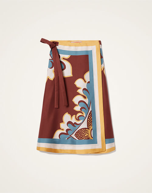 La DoubleJ Pareo Midi Skirt Palazzo Placée Chocolate SKI0142SIL006PAL08BR07