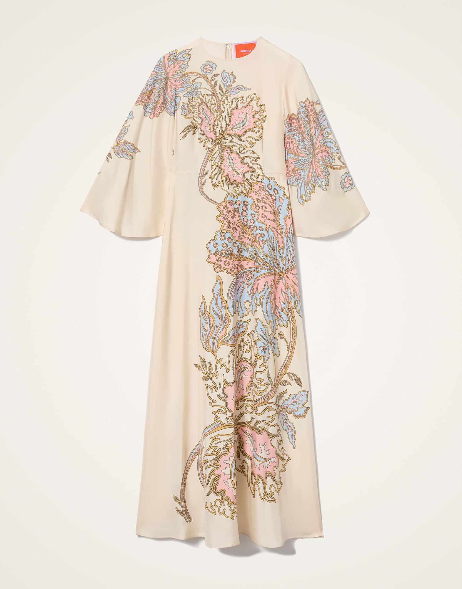 La DoubleJ Long Sorella Dress Swathe Plac&eacute;e Ivory DRE0923SIL026SWA03WH04