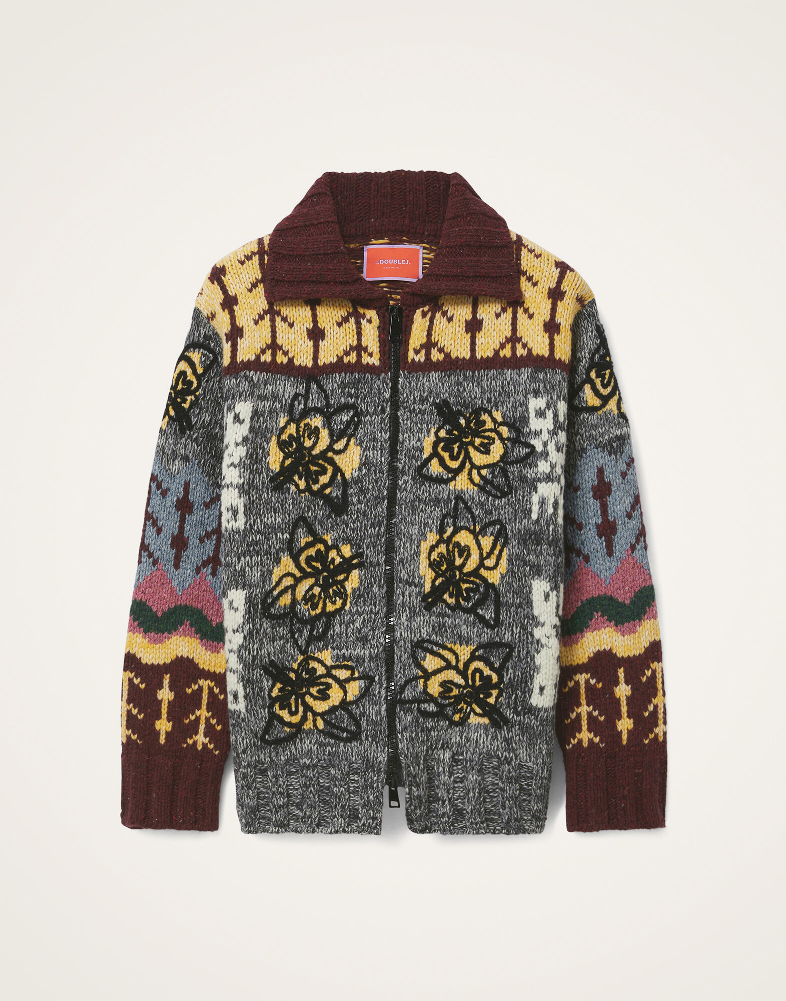 Chalet Cardigan in Multicolor Grey & Yellow for Women | La DoubleJ US