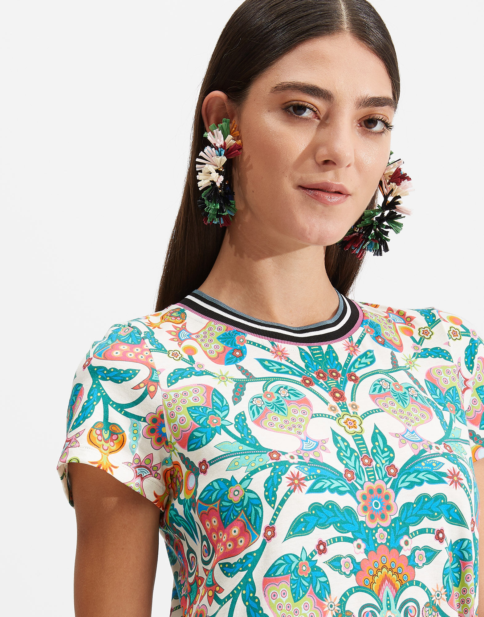 La DoubleJ Sporty Swing Dress Tree Of Life Bianco DRE0247JER002TFL0001