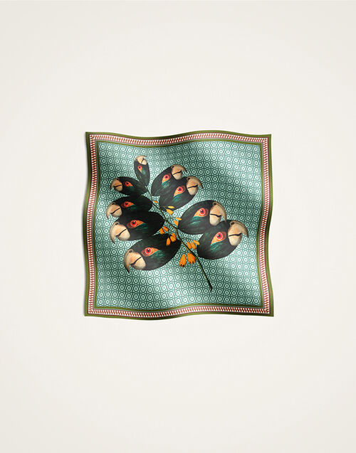La DoubleJ Foulard 90 Zooflora Parrotstem Plac&eacute;e Light Blue SCA0067SIL006PAS04BU01