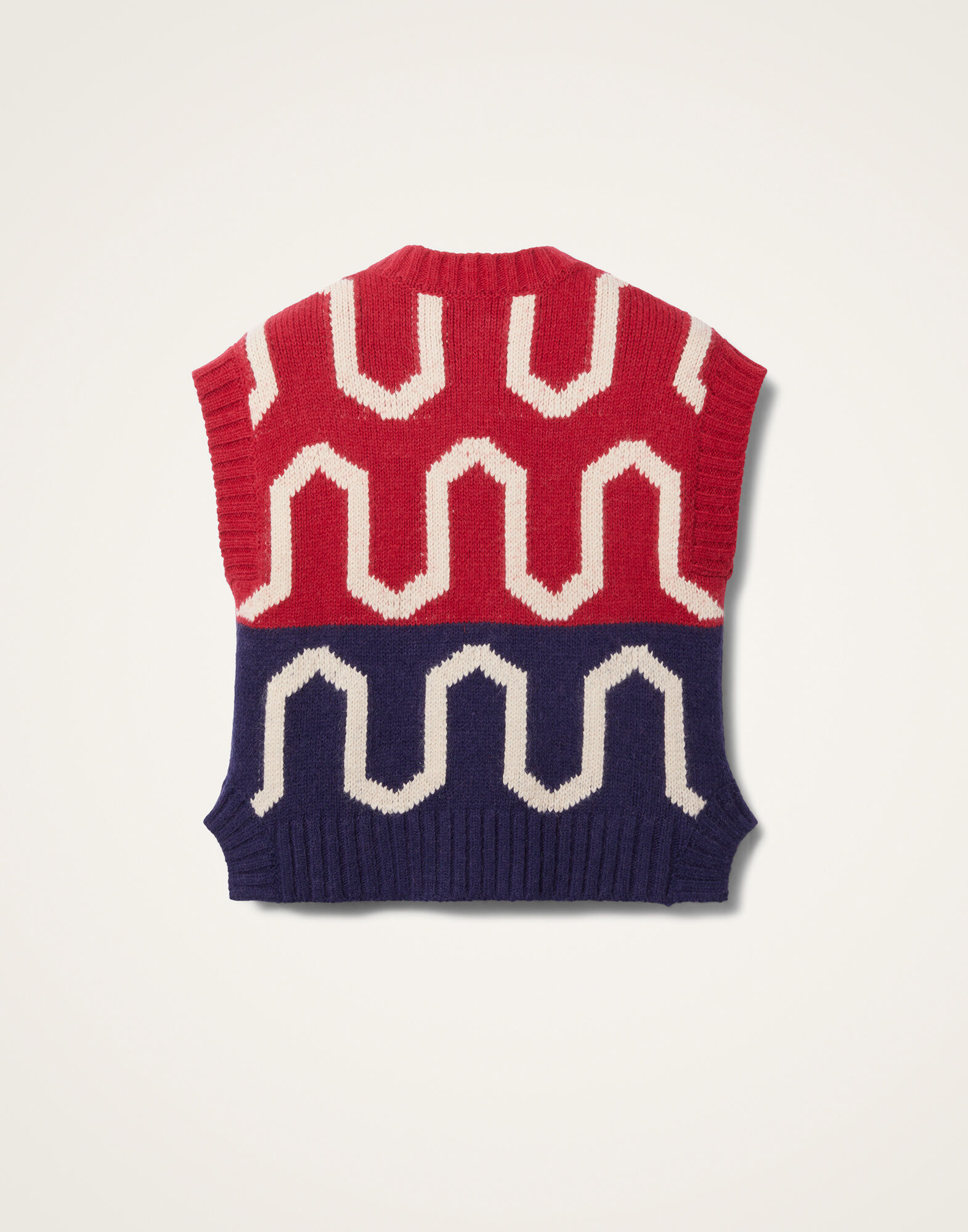 La DoubleJ Comber Gilet Burgundy & Blue PUL0226KNI134VA312RE02