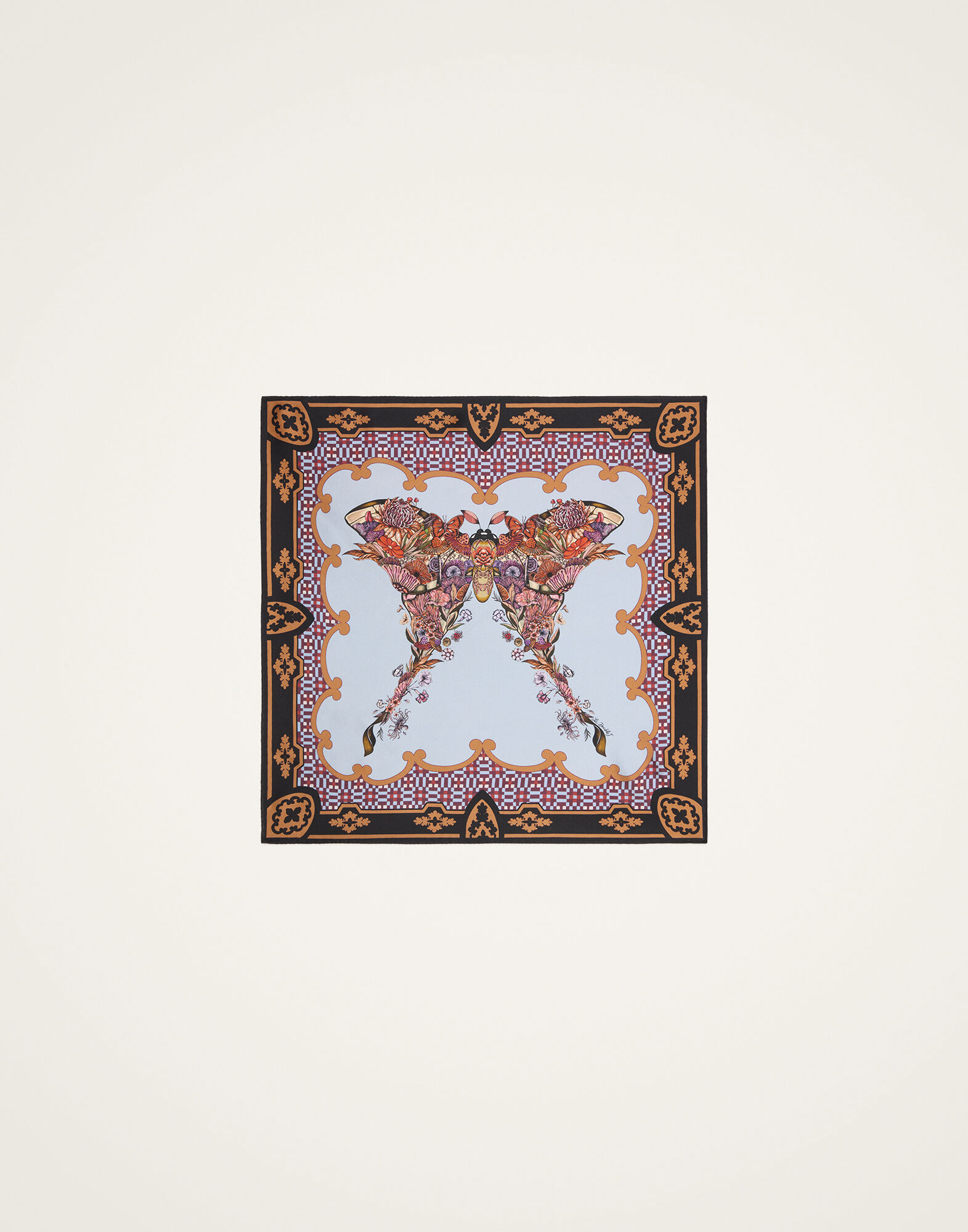 La DoubleJ Foulard 45 Mariposa Plac&eacute;e Celeste SCA0065SIL006MAR07BU12