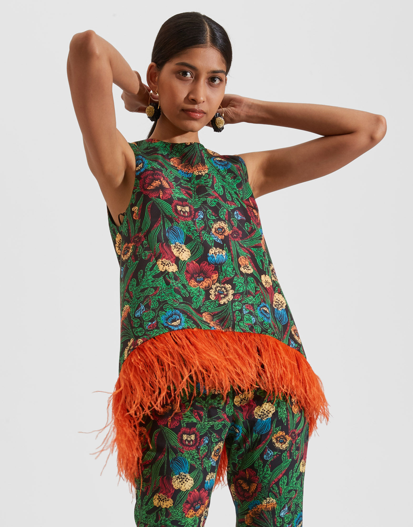 La DoubleJ La Scala Top (With Feathers) Night Garden TOP0013FAI001GAR0001