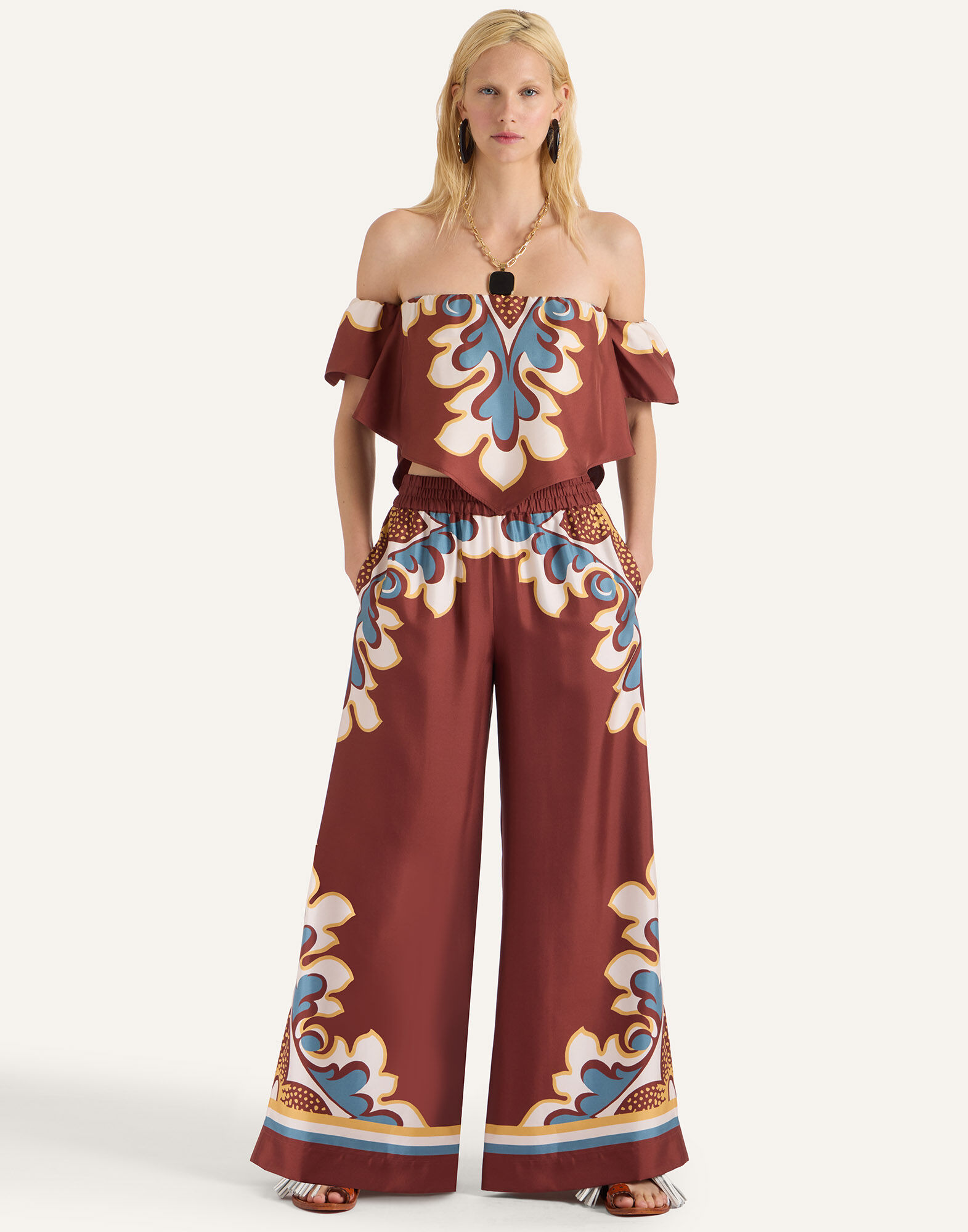 La DoubleJ Palazzo Pants Palazzo Plac&eacute;e Chocolate TRO0026SIL006PAL08BR07