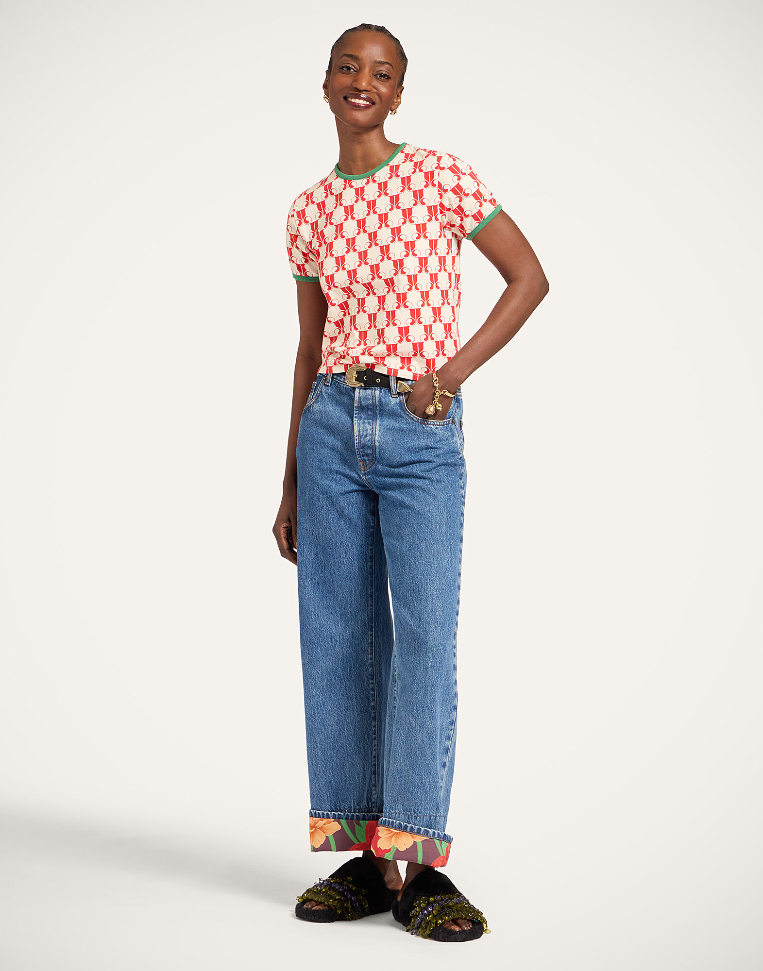 La DoubleJ The Cu-Tee Crop La DoubleJ Monogram Red TSH0068JER076DJM01RE01