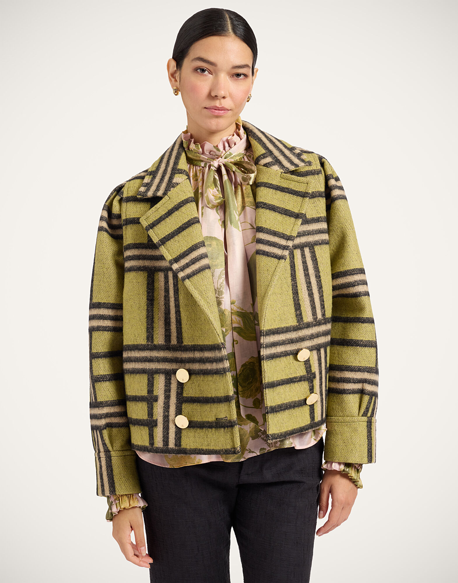 La DoubleJ Victoria Jacket Kells Check Green JAC0201WOL038KEL02GR02