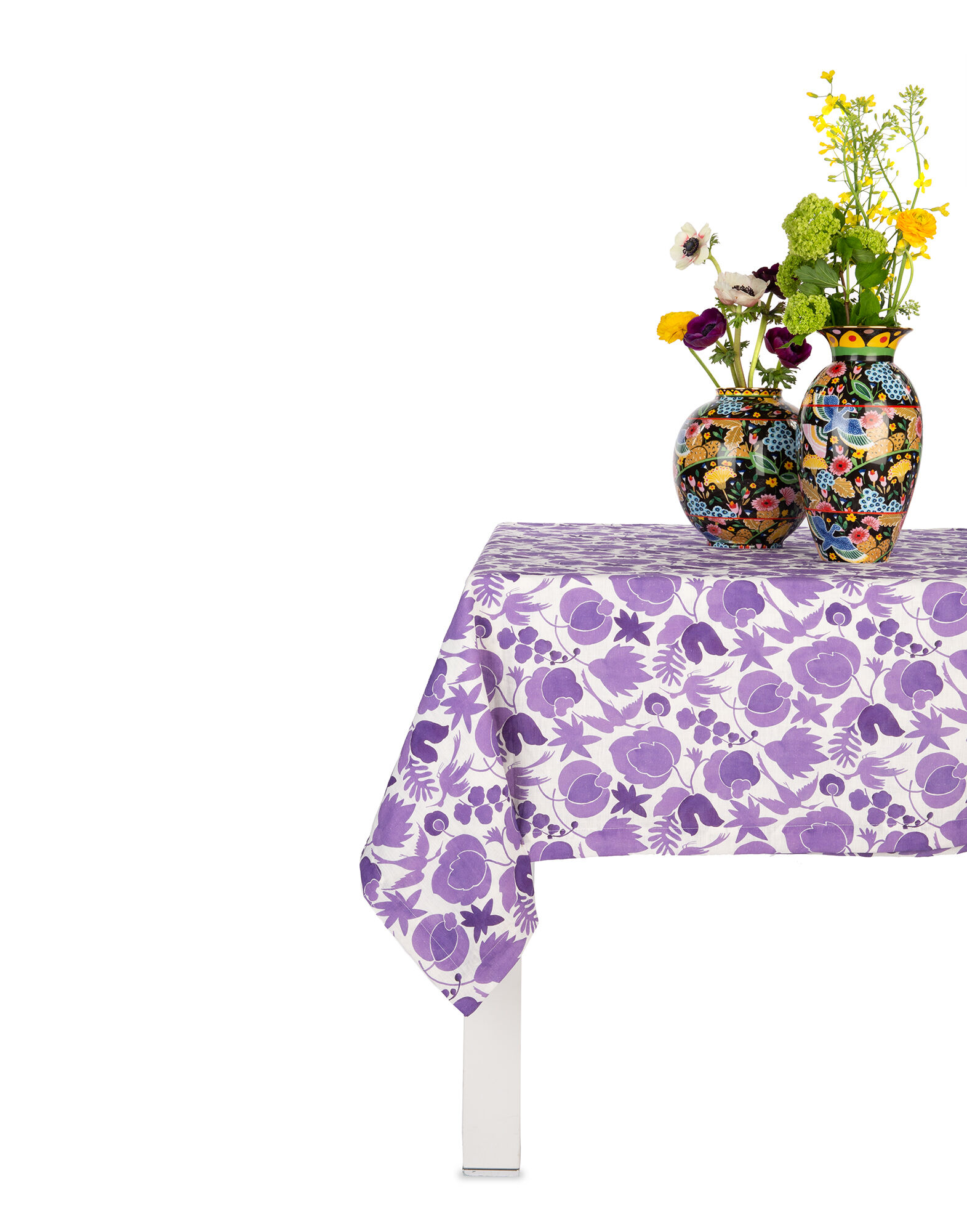 La DoubleJ Large Tablecloth Wildbird Viola TBC0003LIN001CER0007