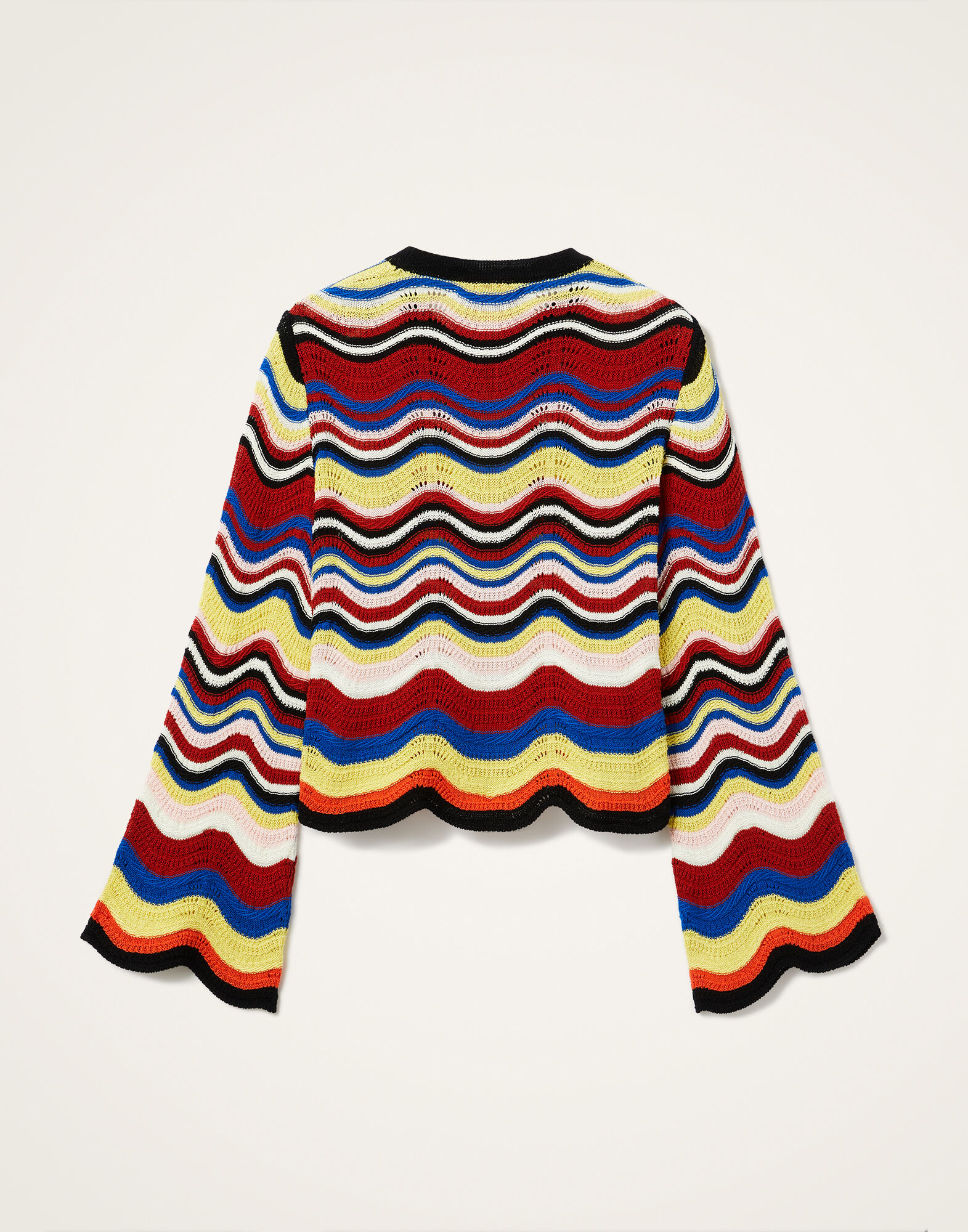 La DoubleJ Chevron Crop Sweater Multicolor Pink & Red PUL0146KNI158VA365PI01