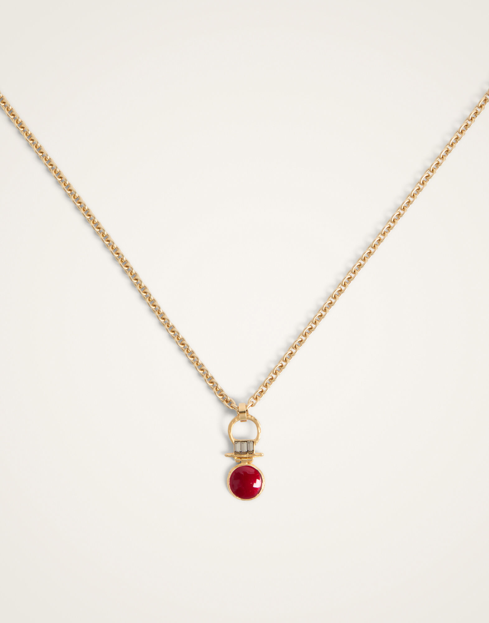 La DoubleJ Mini Shen Loop Necklace 24K Gold Plate And Enamel NEC0066BRA003SOLIDRE02