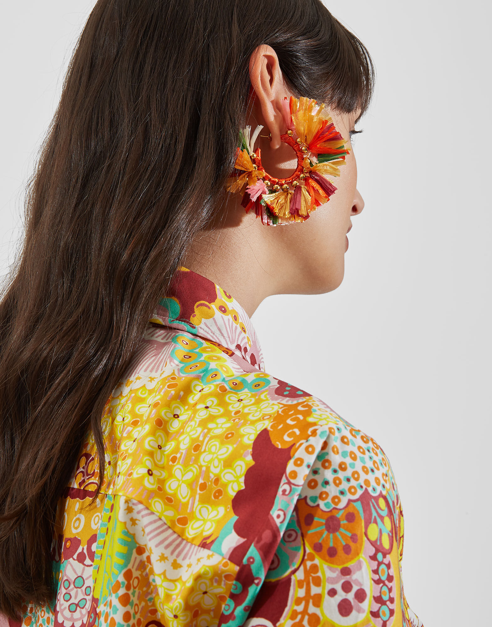 La DoubleJ Hoop Earrings Multicolor Rosa/Arancione EAR0023RAF001MUL0029