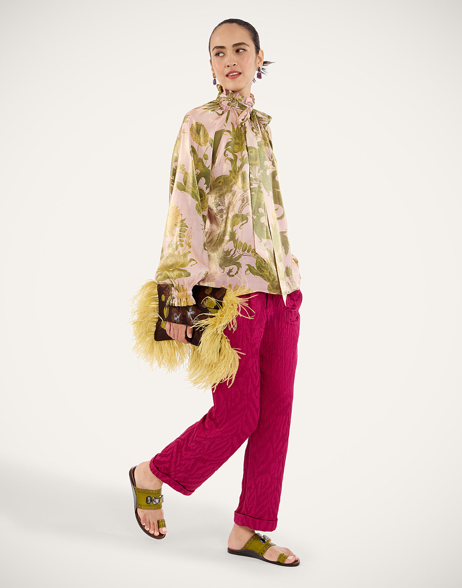 La DoubleJ Sigaretta Pants Animalier Raspberry TRO0215JCQ118ANI02RE04