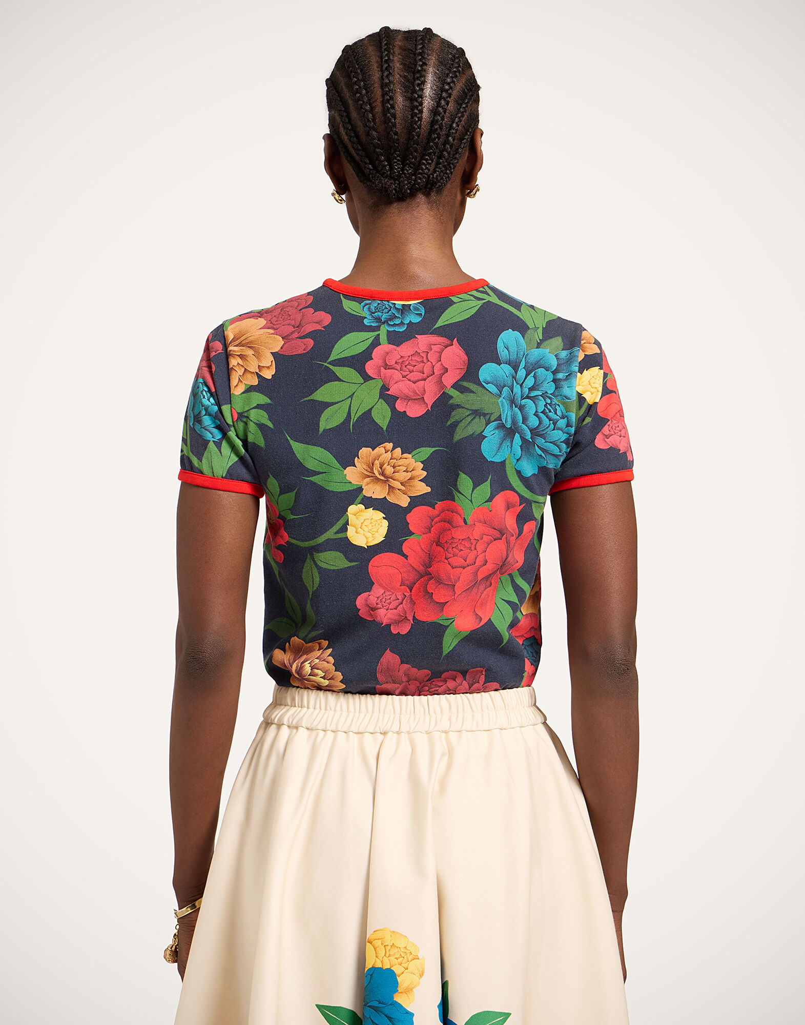 La DoubleJ The Cu-Tee Crop Queen Peony Blue TSH0068JER076QPE01BU03