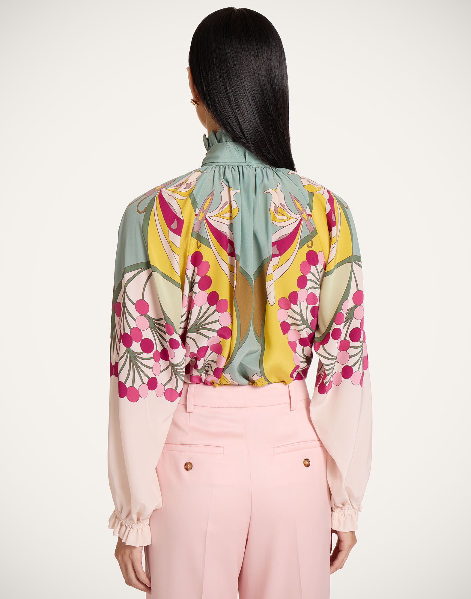 La DoubleJ Cerere Blouse Florette Plac&eacute;e Fuchsia SHI0086CRE002FLO08PI03