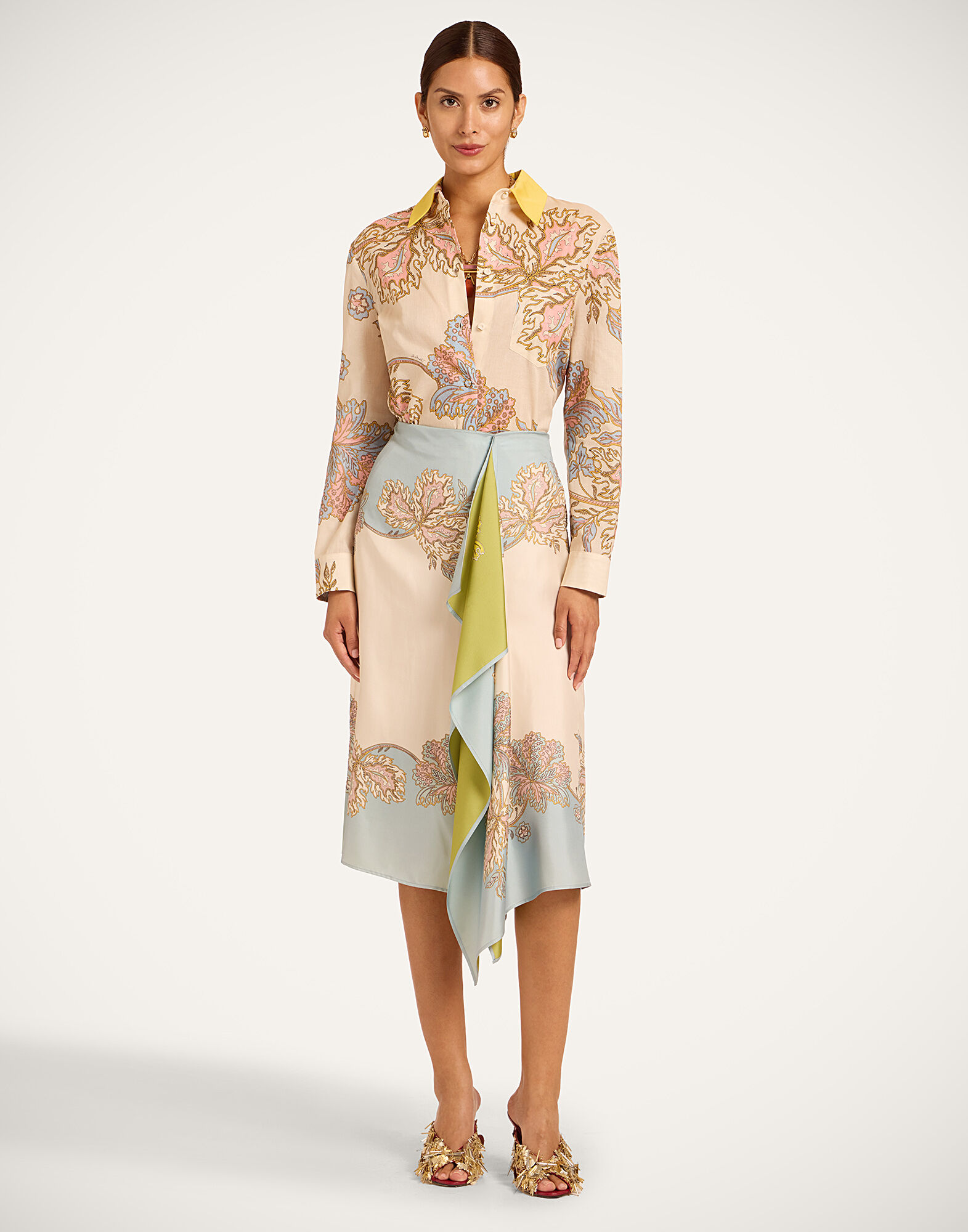 La DoubleJ Scarf Skirt Swathe Plac&eacute;e Ivory SKI0160SIL006SWA03WH04