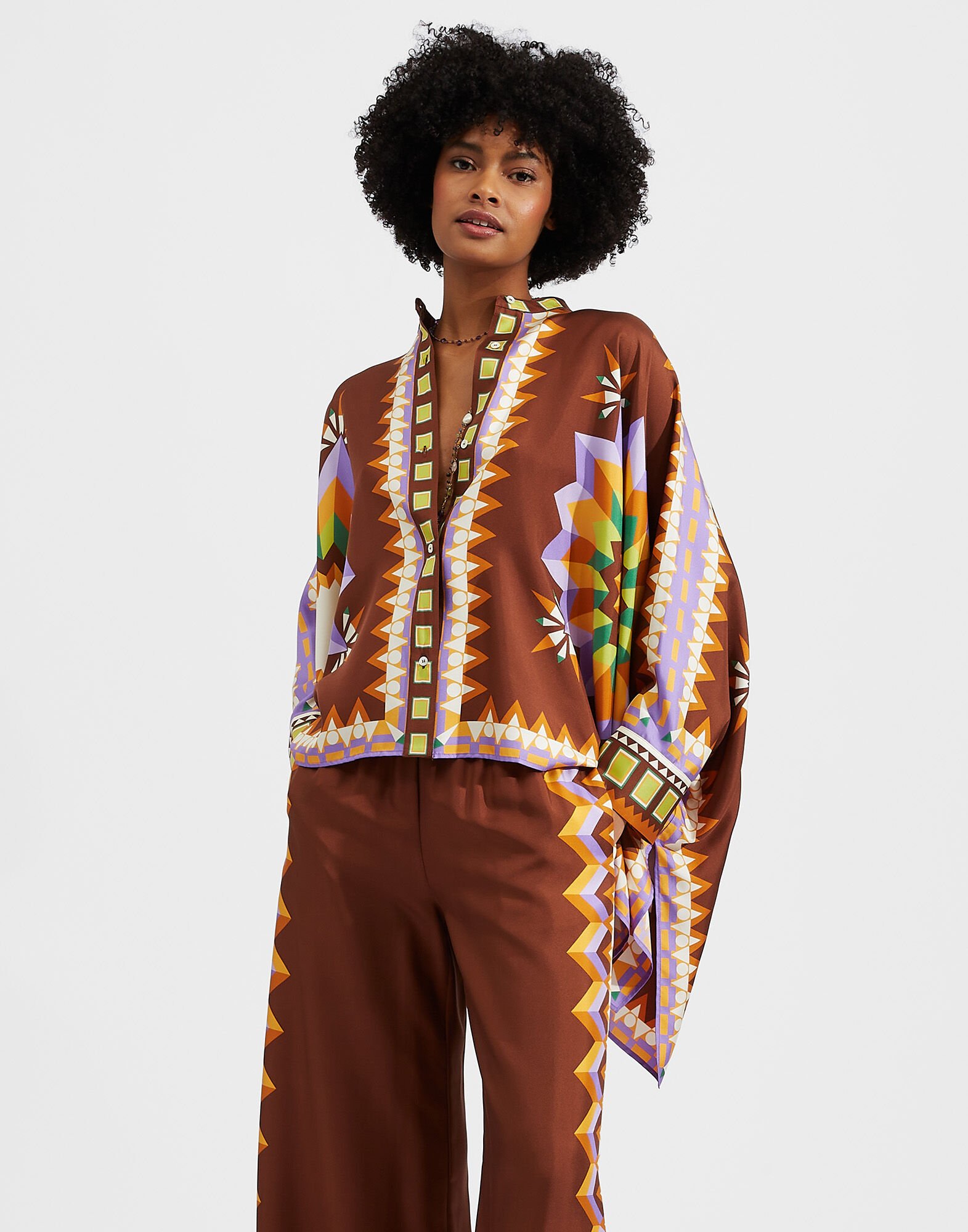 La DoubleJ Foulard Shirt Sunset Moro Plac&eacute;e SHI0059SIL006SUS0002