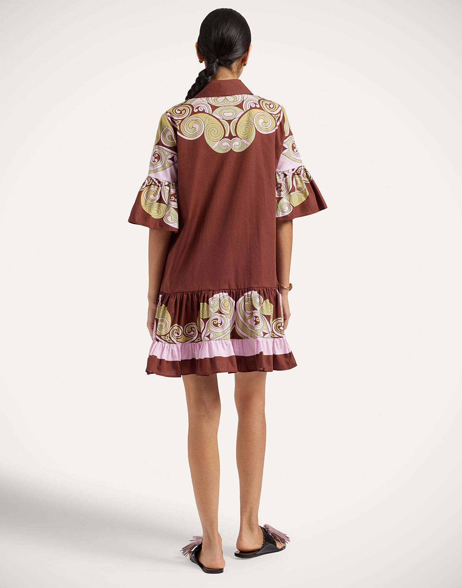 La DoubleJ Choux Dress Kells Swirl Plac&eacute;e Burgundy DRE0205COT097KLS01RE07