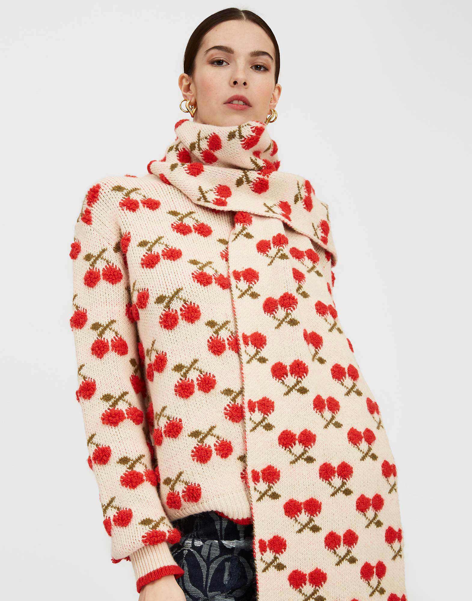 La DoubleJ Cherry Scarf Off White SCA0041KNI092VA200WH05