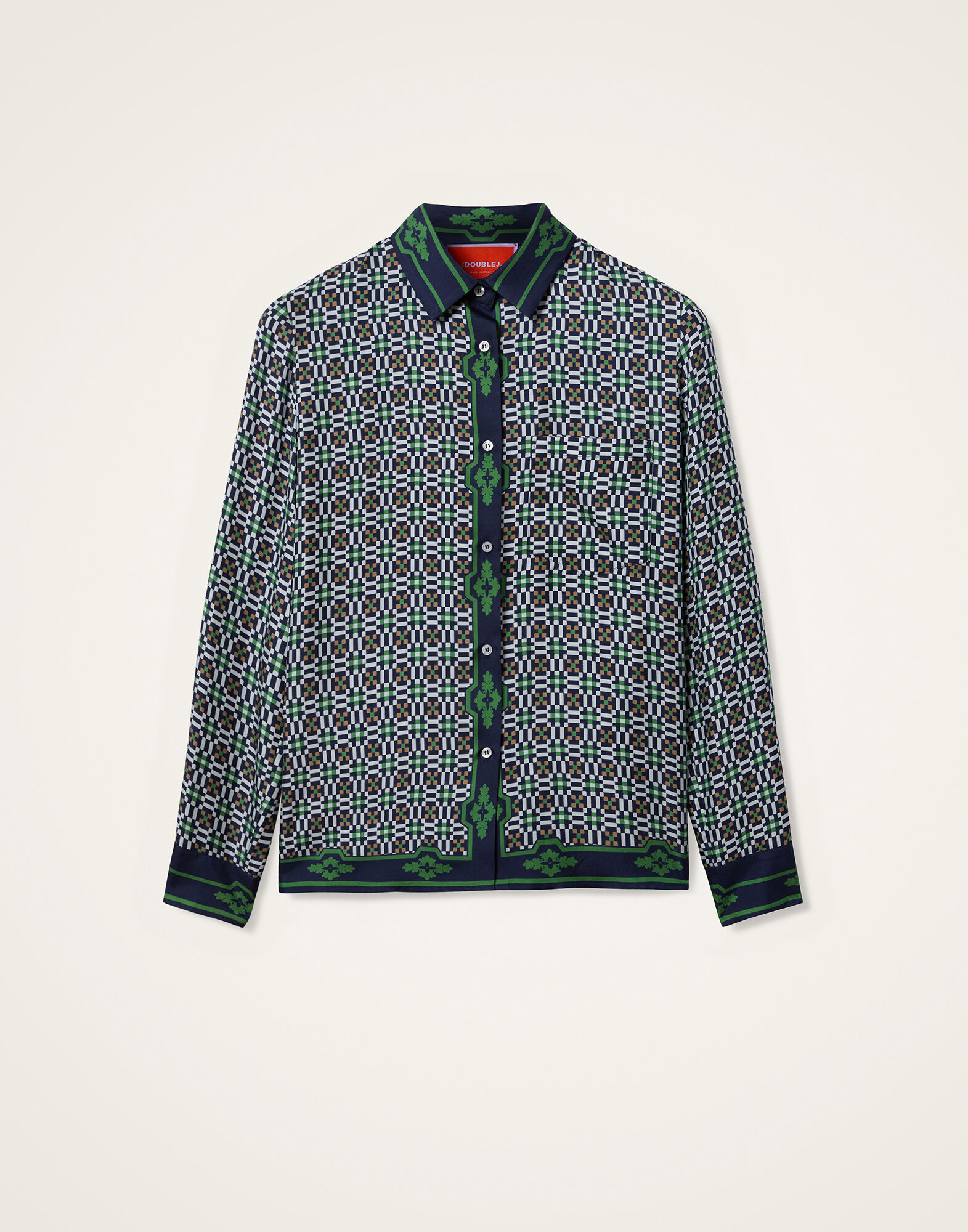 La DoubleJ Boy Shirt Mariposa Plac&eacute;e Green SHI0040SIL006MAR07GR02