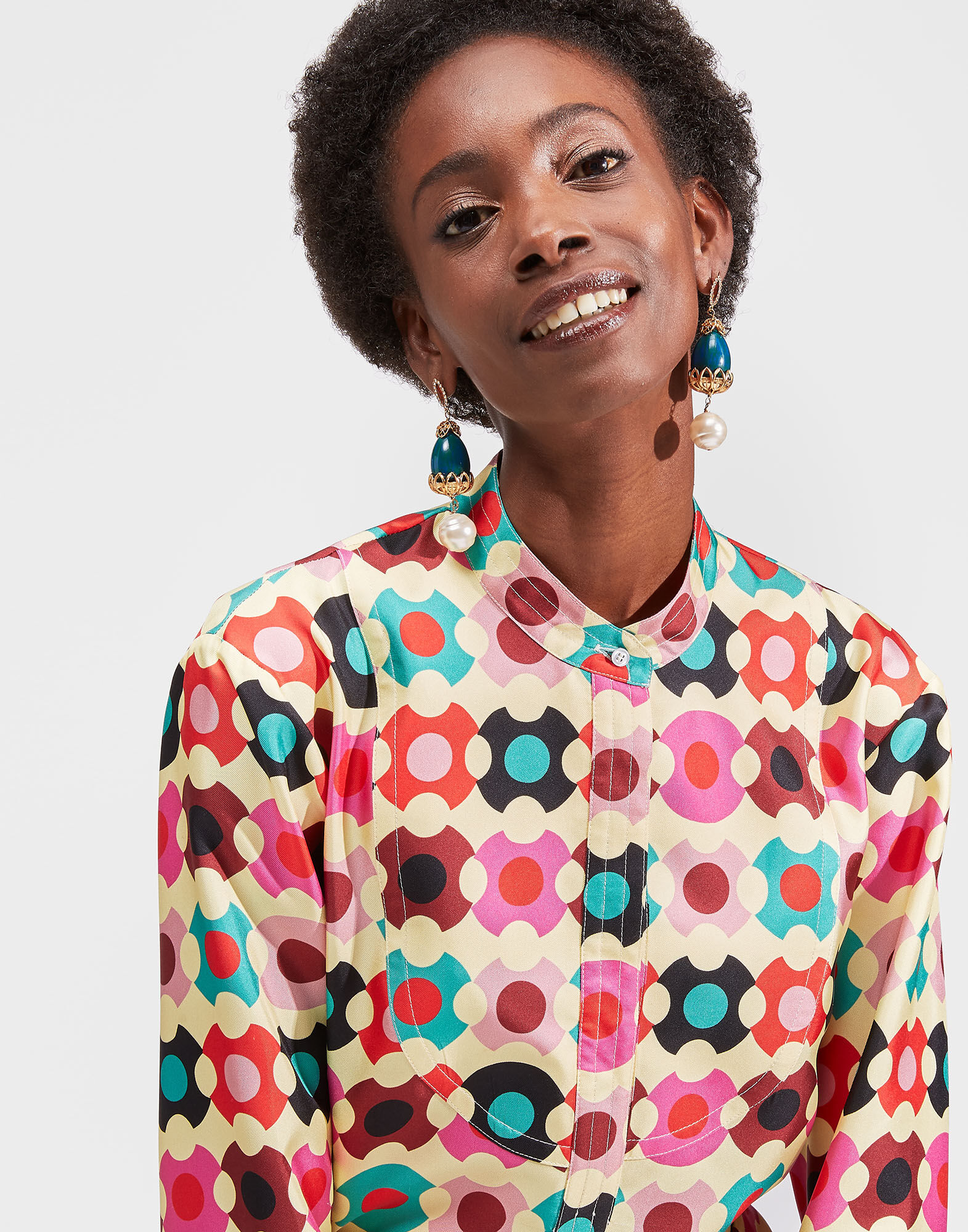 LaDoubleJ Portofino Shirt Groovy Dot Giallo SHI0046SIL001GRO0003