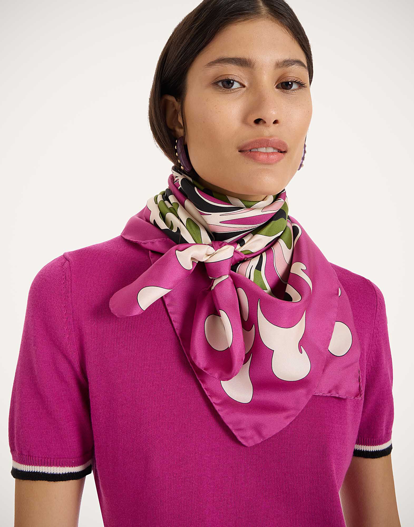 La DoubleJ Foulard 90 Phoenix Plac&eacute;e Pink SCA0067SIL006PHO01PI01
