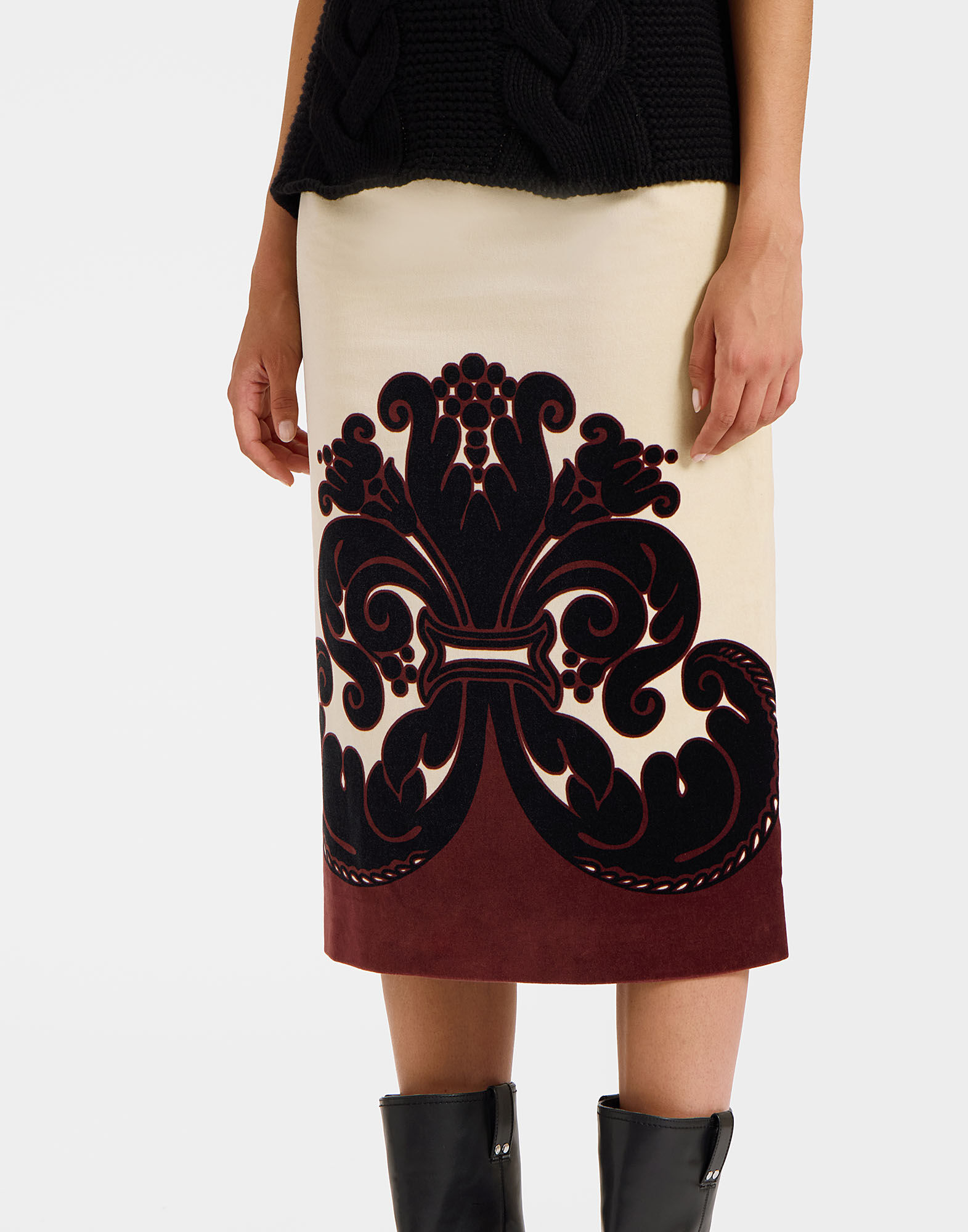 La DoubleJ Pencil Skirt Corsini Plac&eacute;e Cream SKI0022COT060INI02WH03