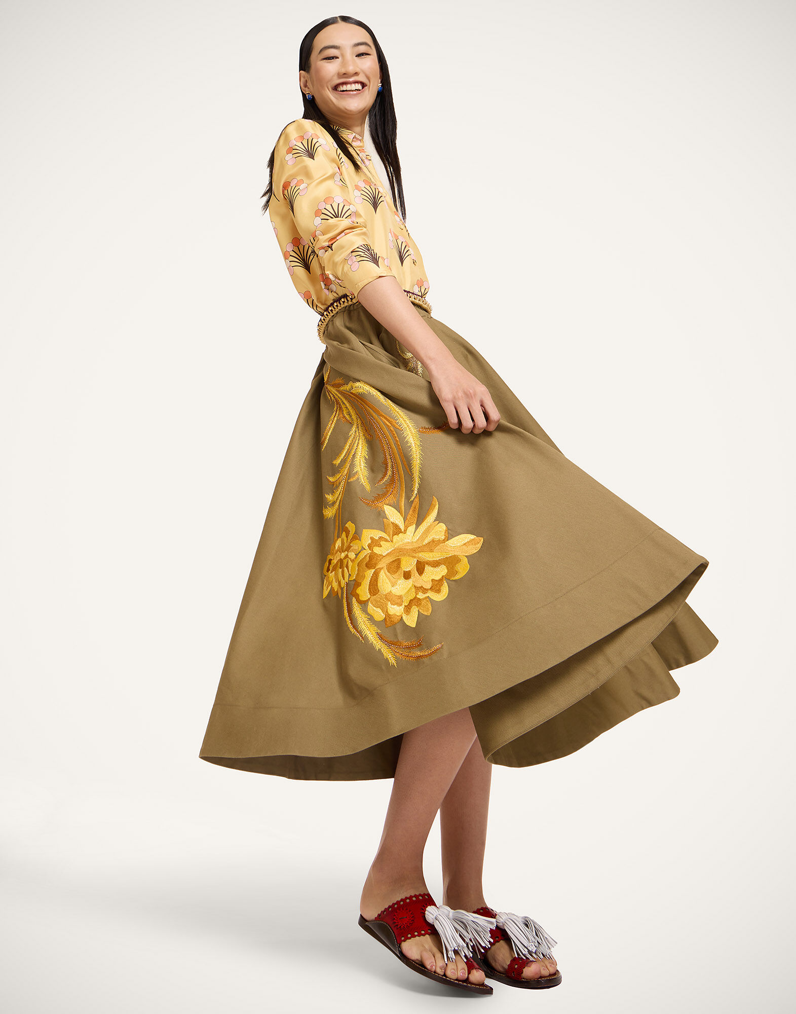 La DoubleJ Ballerina Skirt Solid Khaki Green SKI0194COT089SOLIDGR07