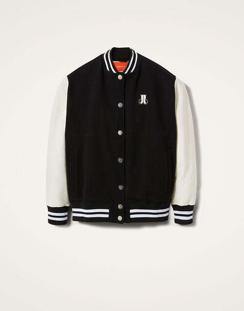 La DoubleJ Embroidered Sisterhood Varsity Bomber Solid Black JAC0065JER028SOLIDBL01