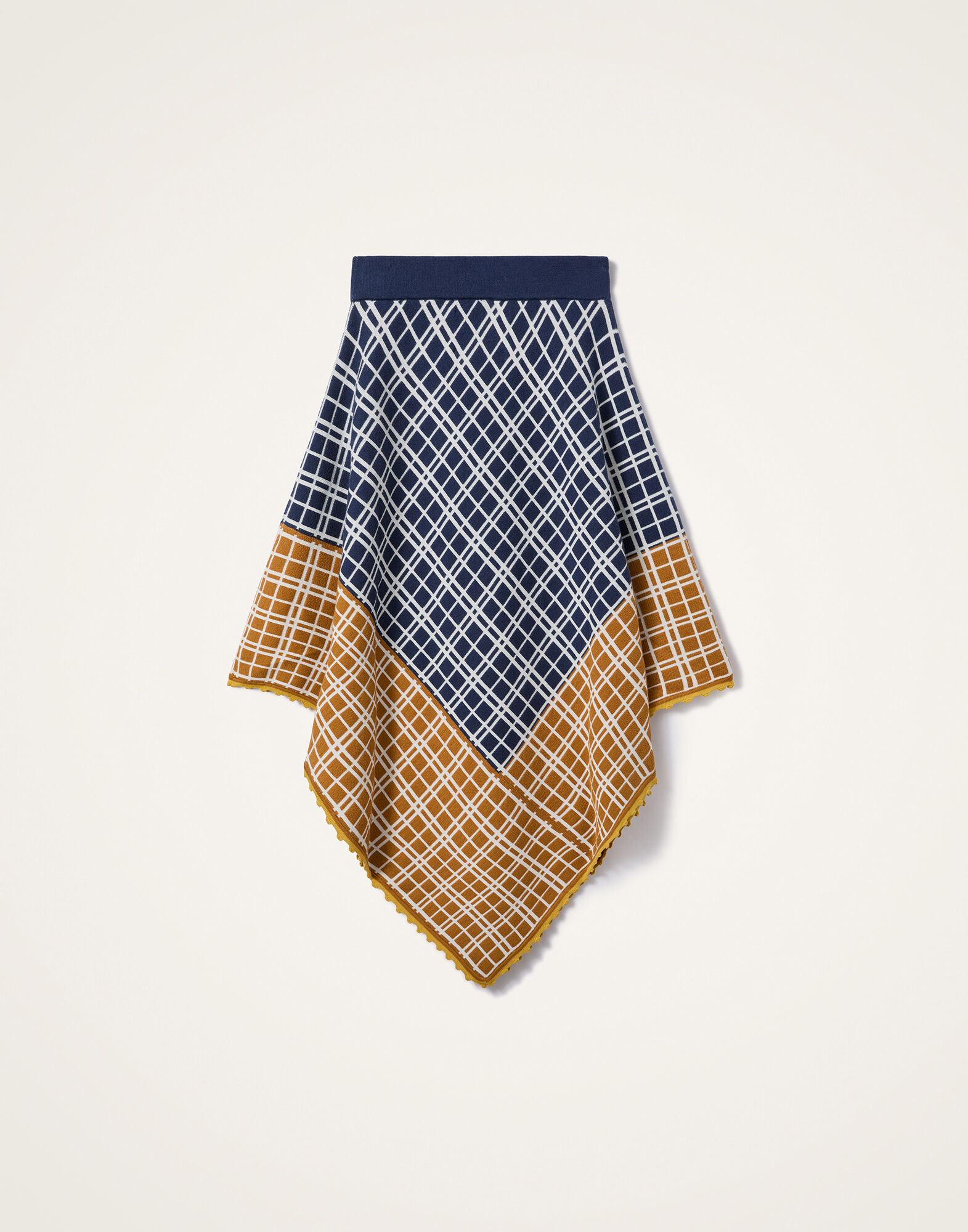 La DoubleJ Check Me Skirt Multicolor Navy Blue & Mustard SKI0191KNI202VA478BU03