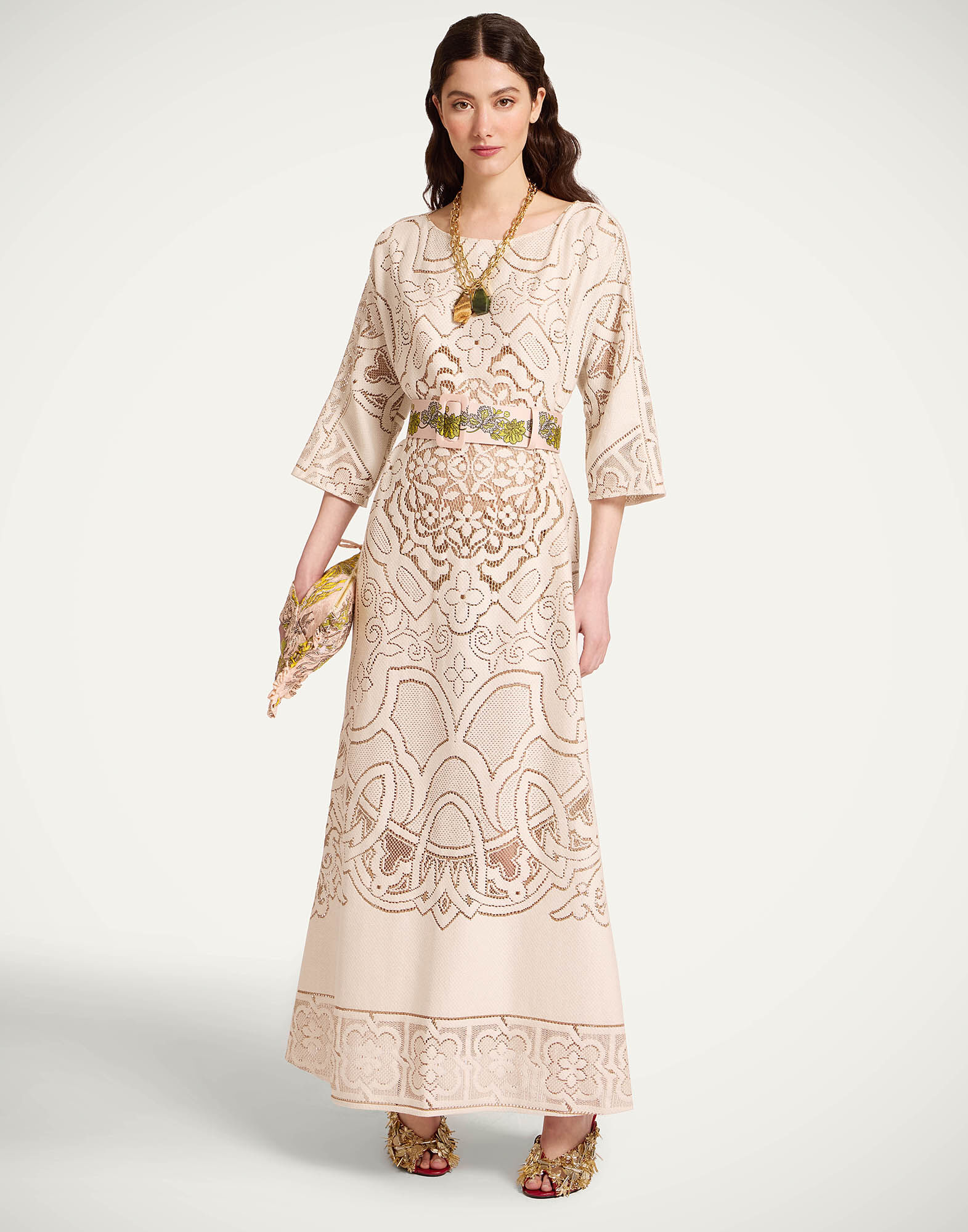 La DoubleJ Lacey Muumuu Dress Solid White Smoke DRE0632EMB006SOLIDWH02