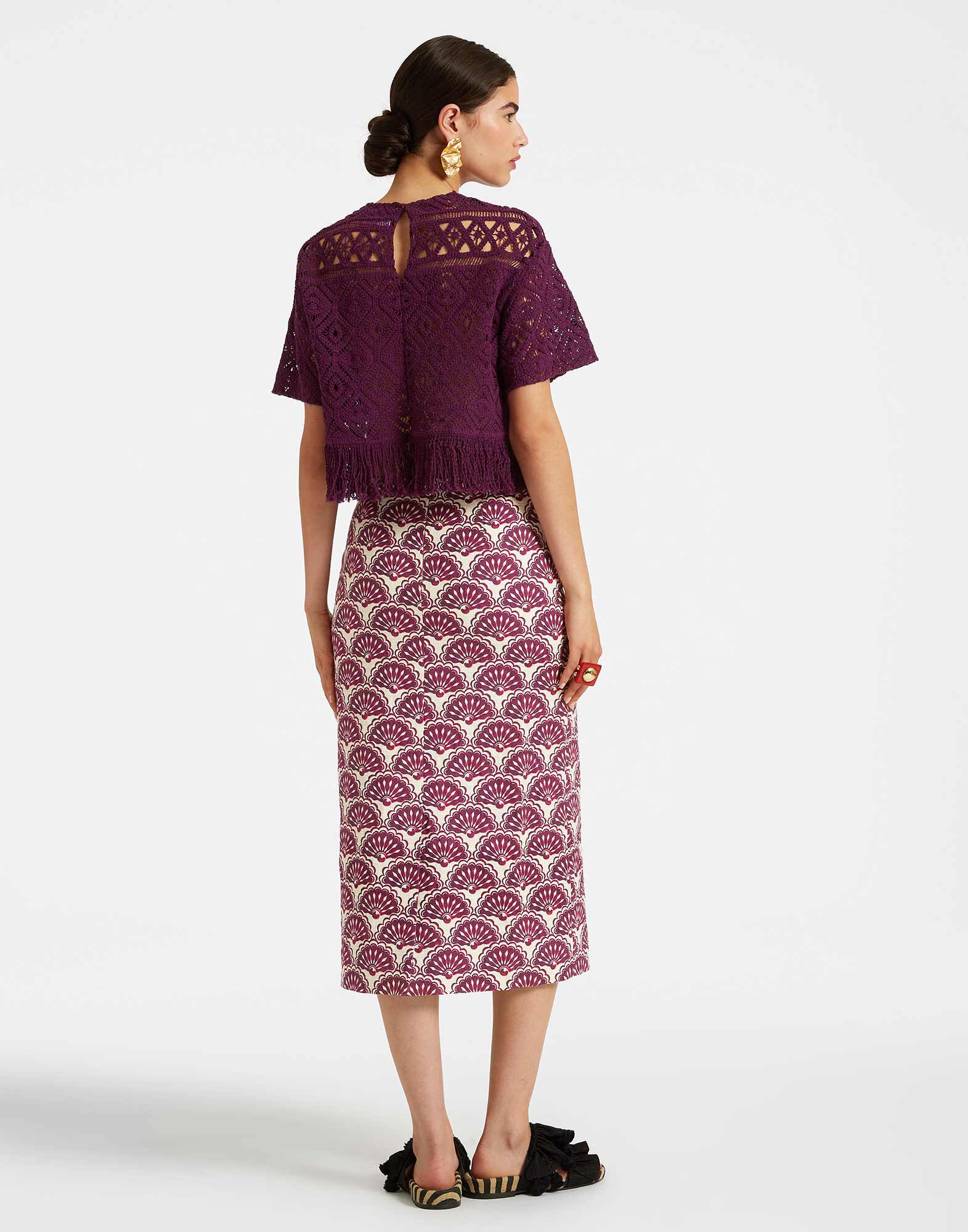 La DoubleJ Pencil Skirt Fans Purple SKI0011COT005FAN01PU01